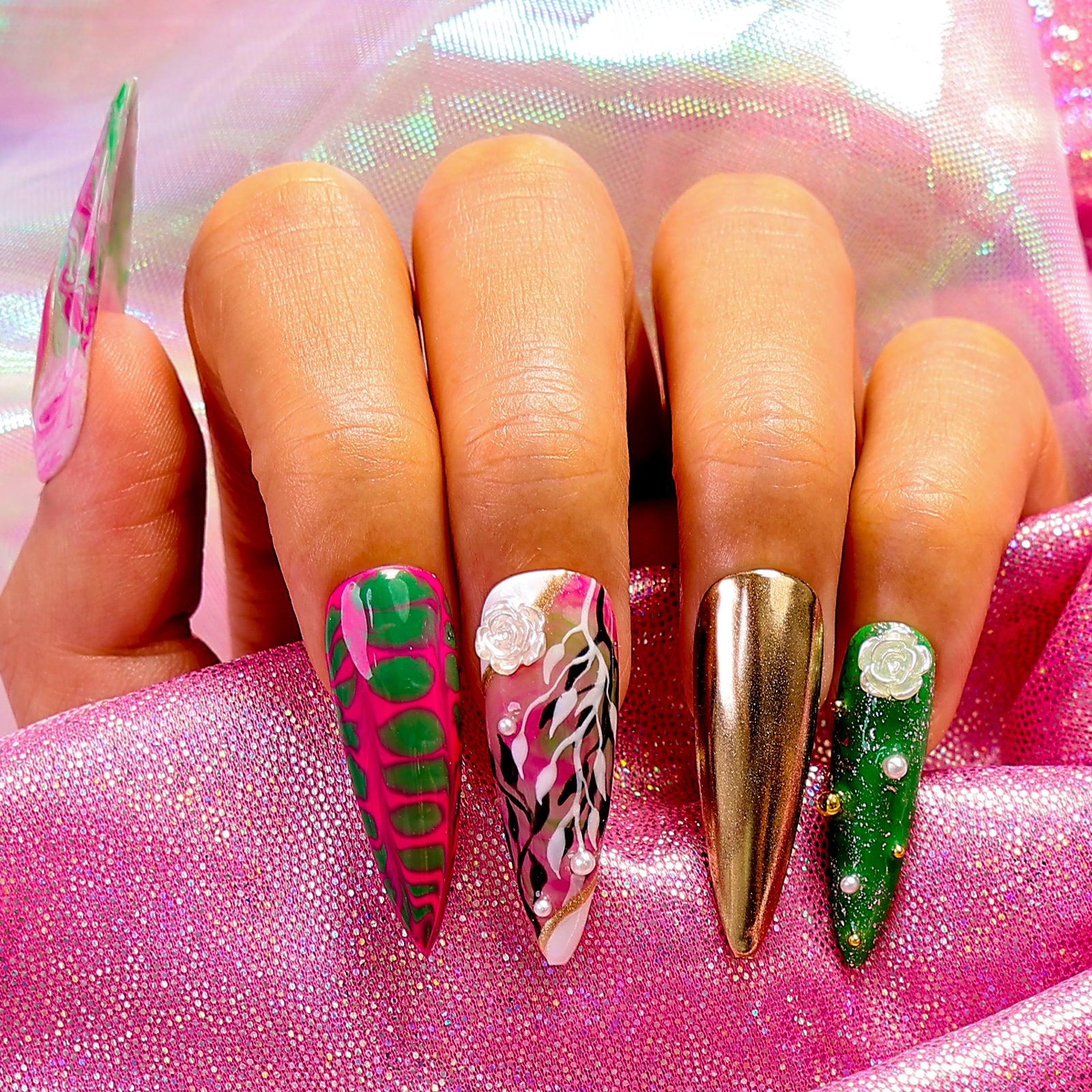 Spring Stiletto Mid Length Press On Nails