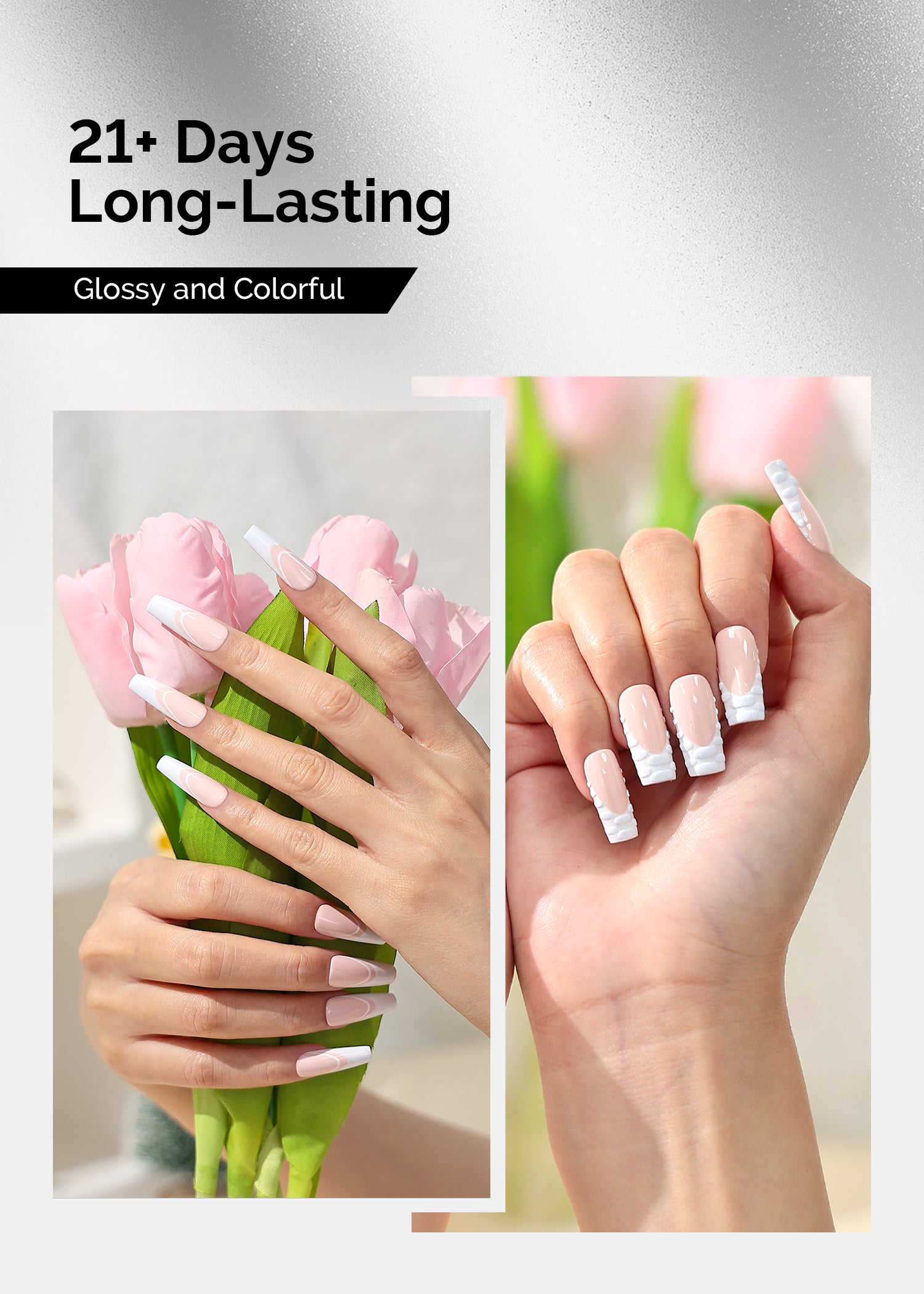 Gel Nail Polish Nude Pink and White 2 Pack 15ml
