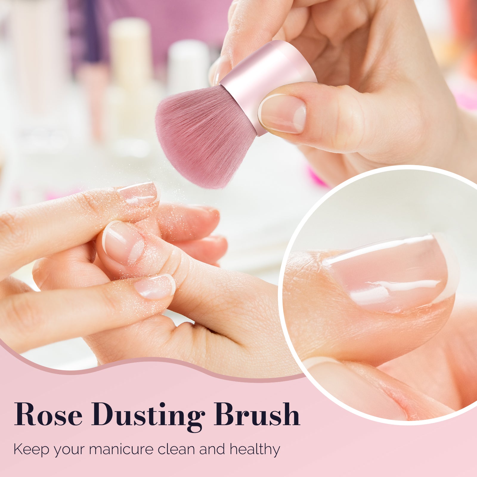 Pink Nail Art Dust Remover Brush - Small Size