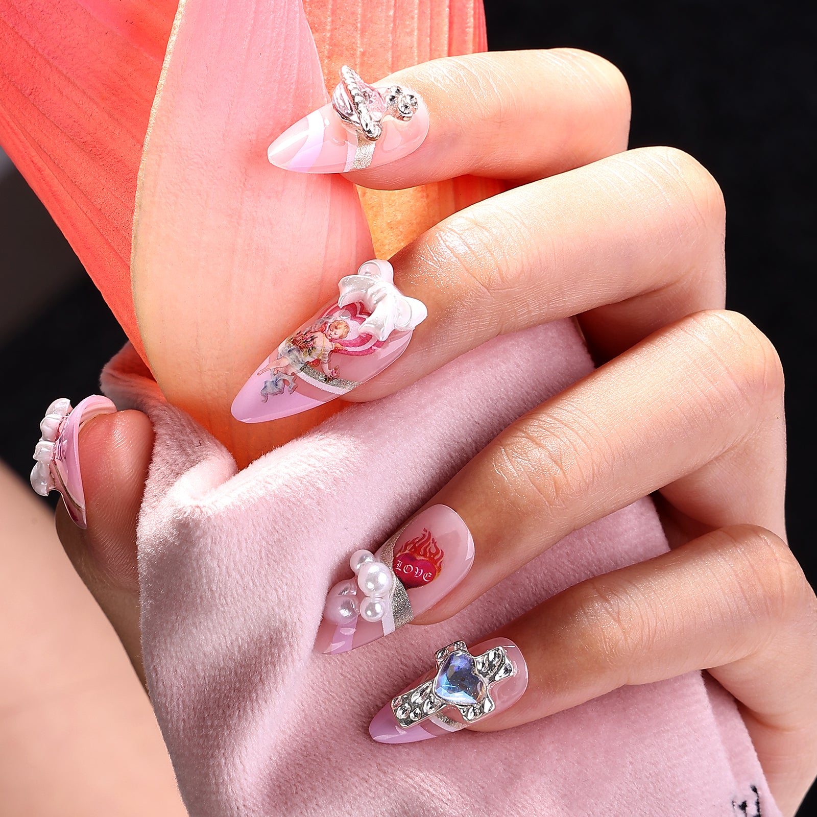 Pink Purity Stiletto Medium Press On Nails | MelodySusie
