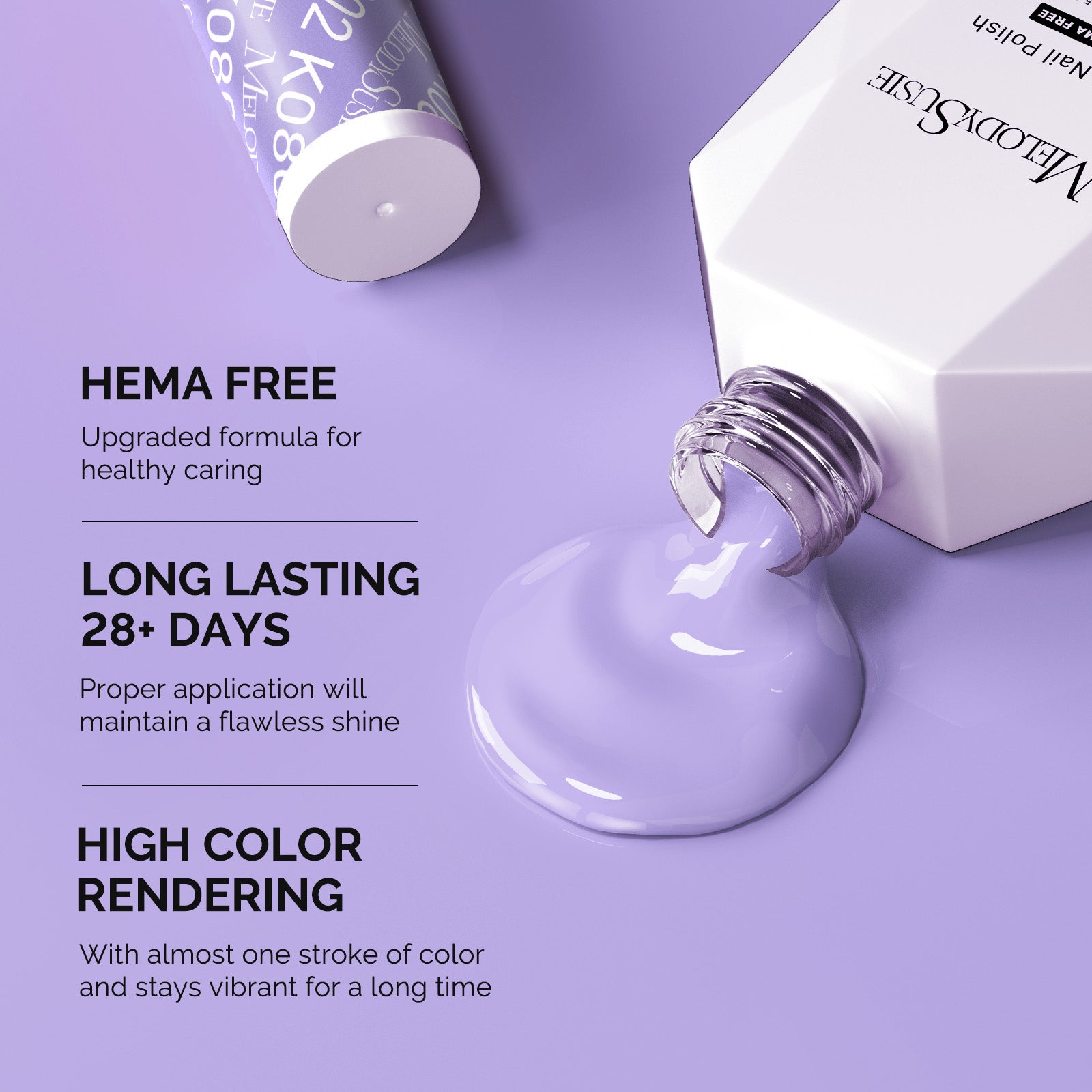 Hema Free Gel Nail Polish 0.5 fl oz/15ml - K0802 Thick Light Purple