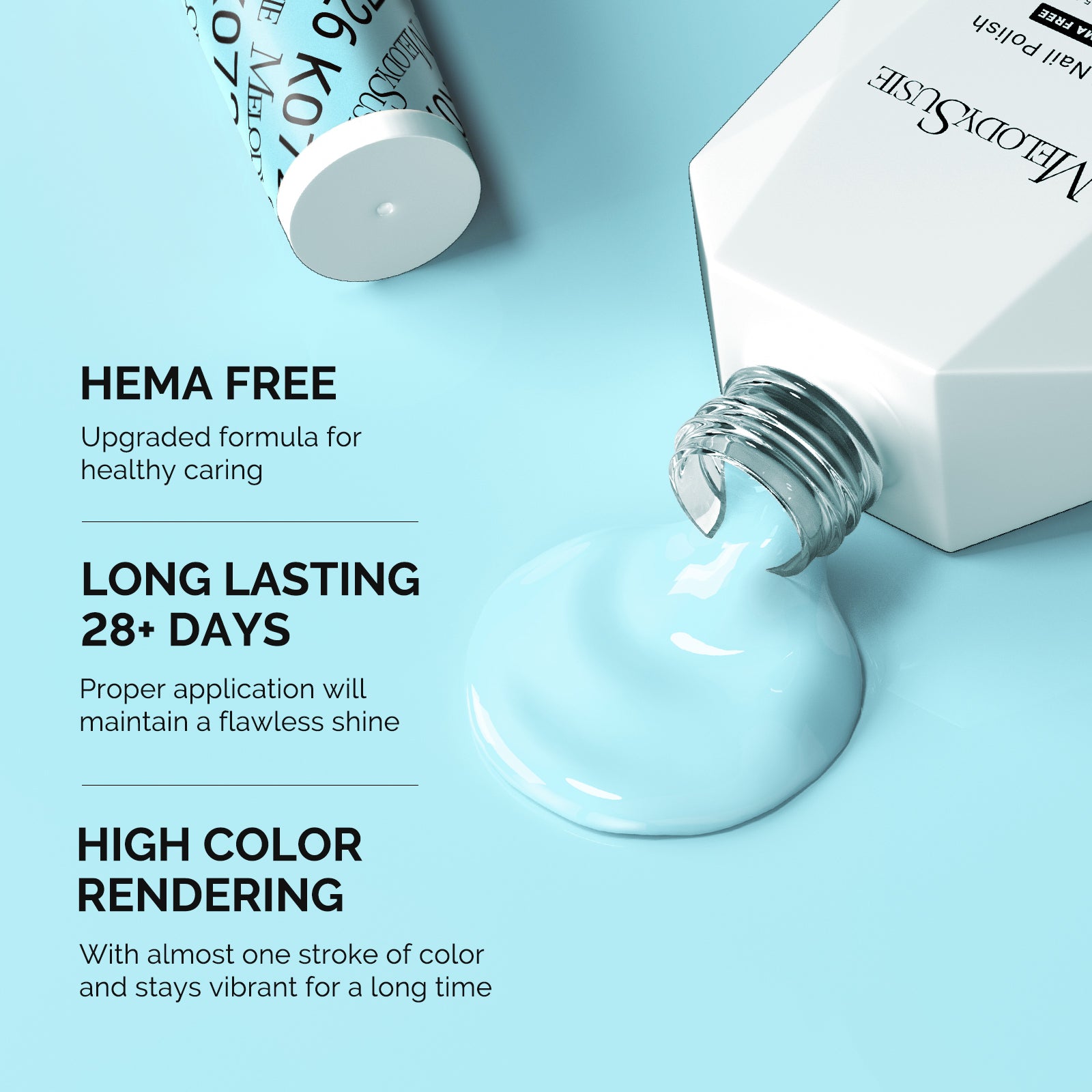 Hema Free Gel Nail Polish 0.5 fl oz/15ml - K0726 Thick Cyan Blue