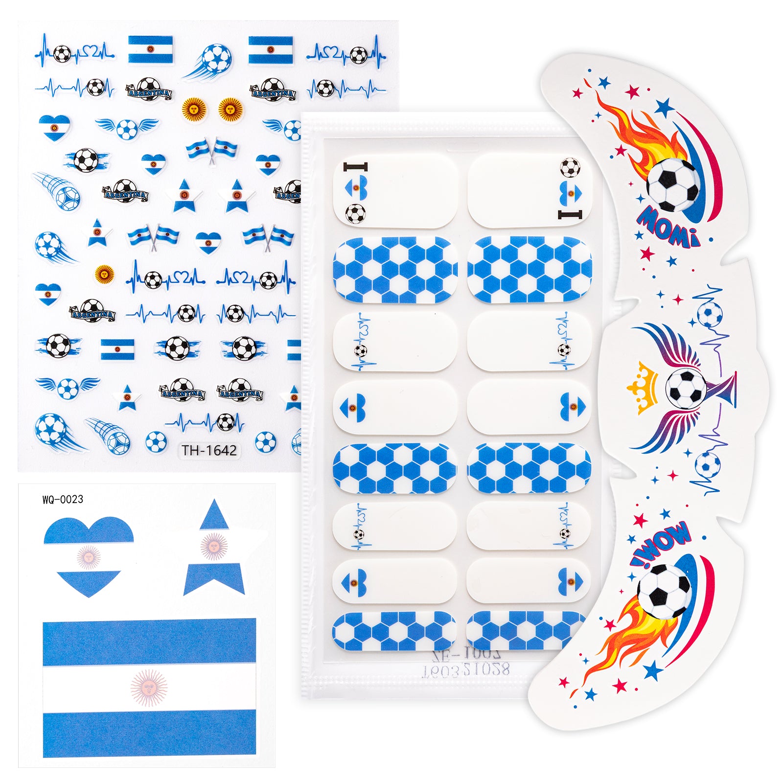 Gameday FanGlow Kit with World Cup Soccer Flag Nail Strips & Face Temporary Tattoos