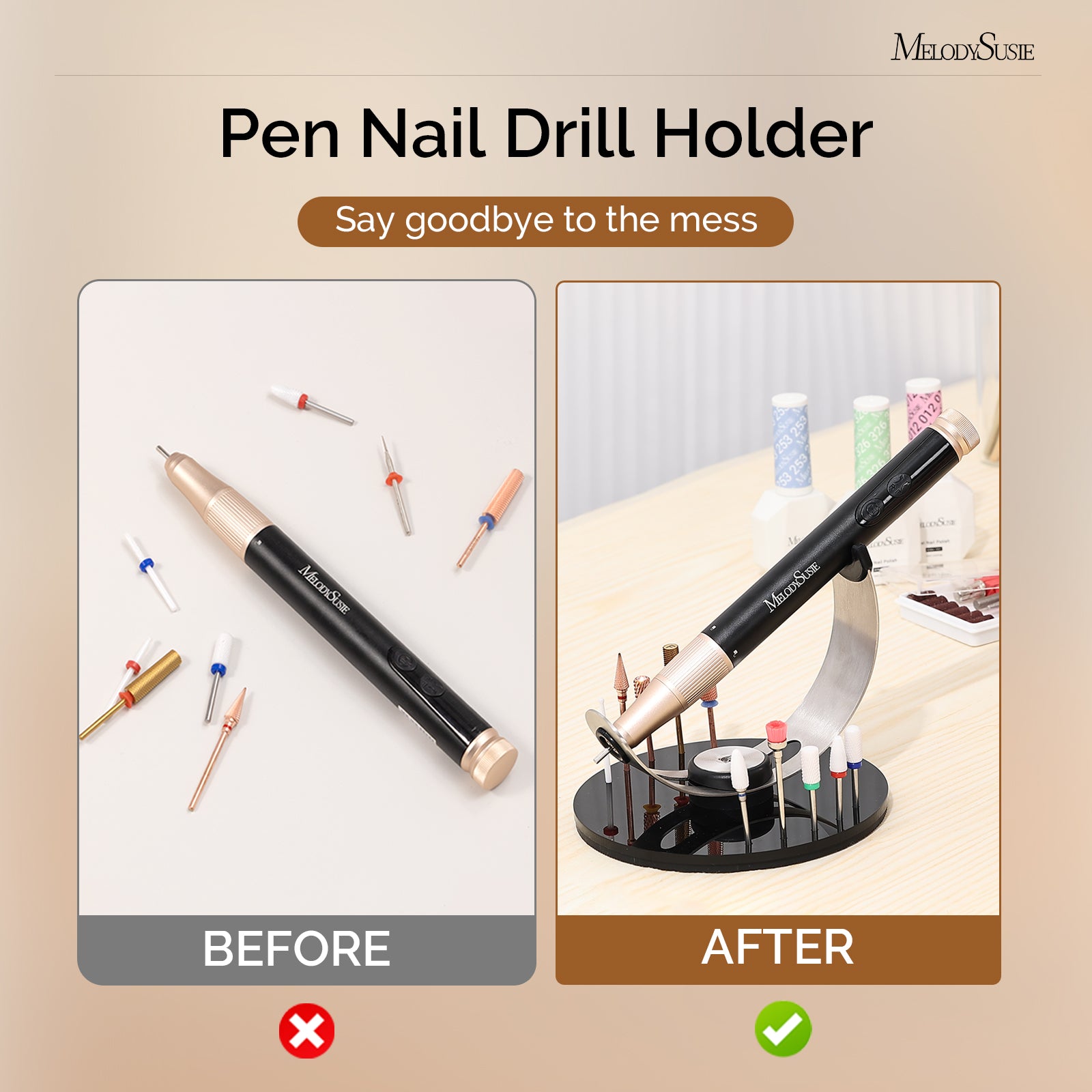 Pen Nail Drill Holder with 10 Holes Nail Drill Bits