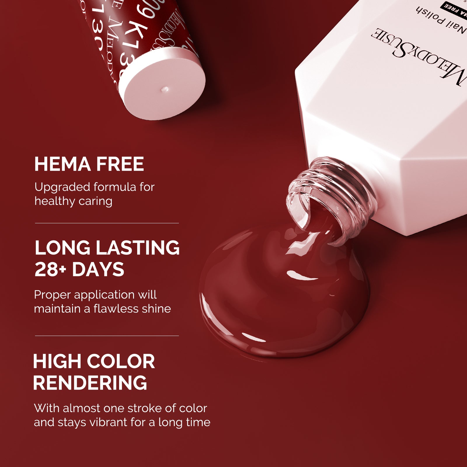 Hema Free Gel Nail Polish 0.5 fl oz/15ml - K1309 Thick Crimson Red