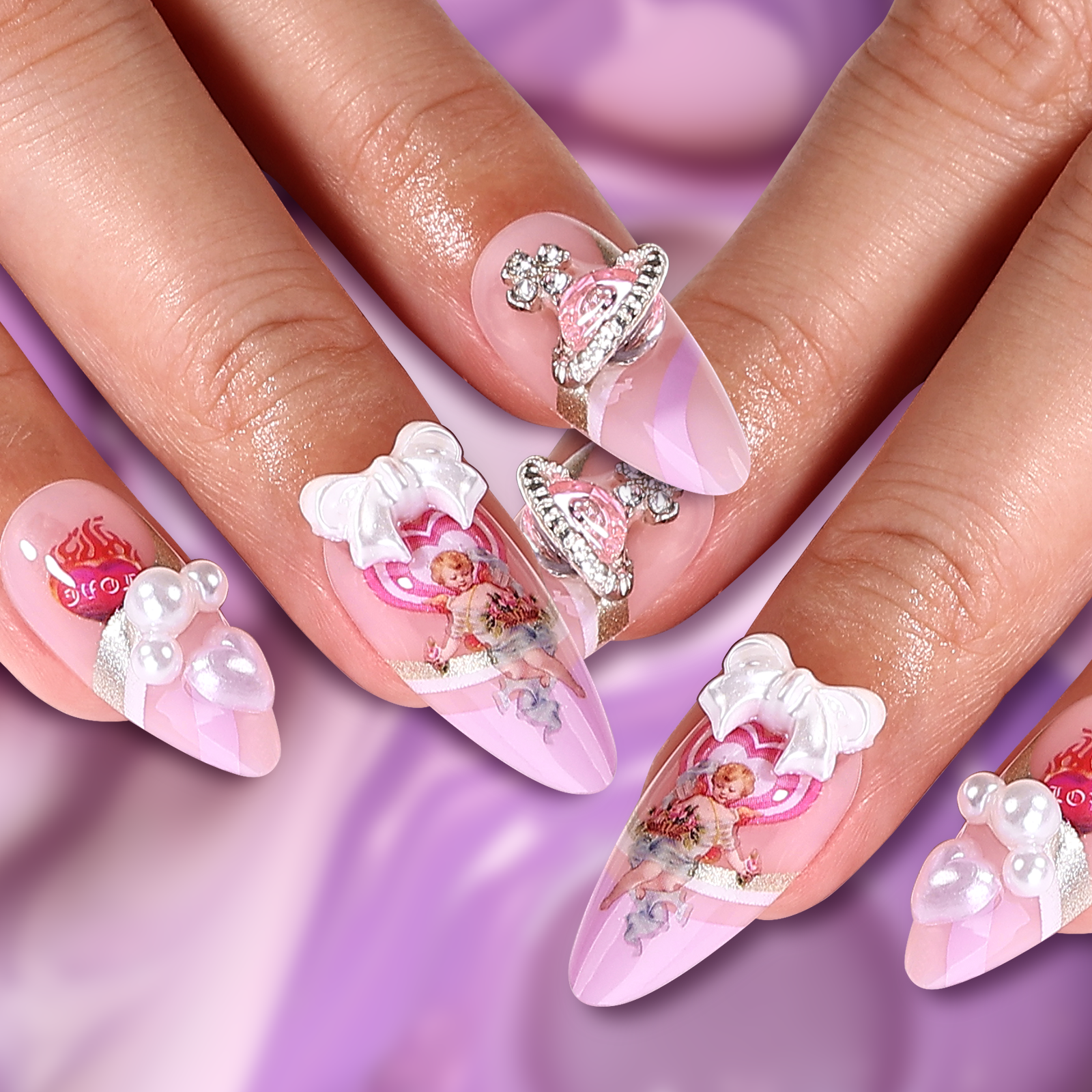 Pink Purity Stiletto Medium Press On Nails | MelodySusie