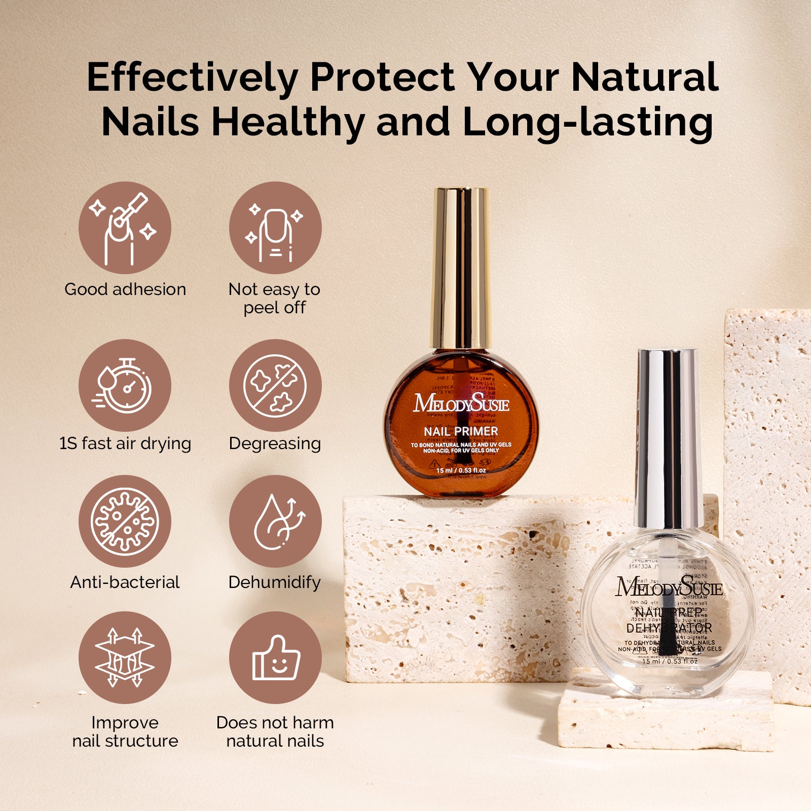 2Pcs Nail Dehydrator and Primer with Hema Free