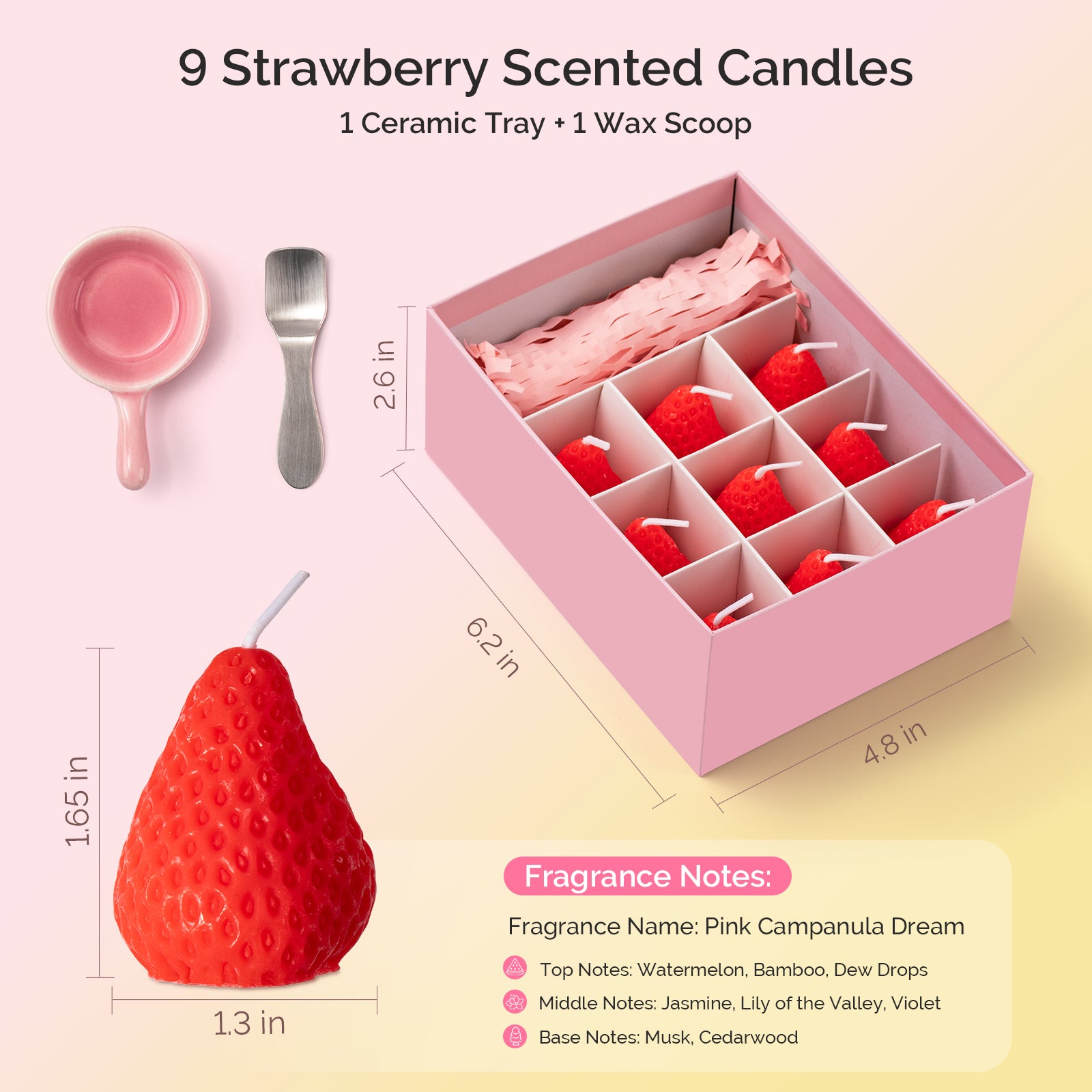 Strawberry Scented Candle Gift Set