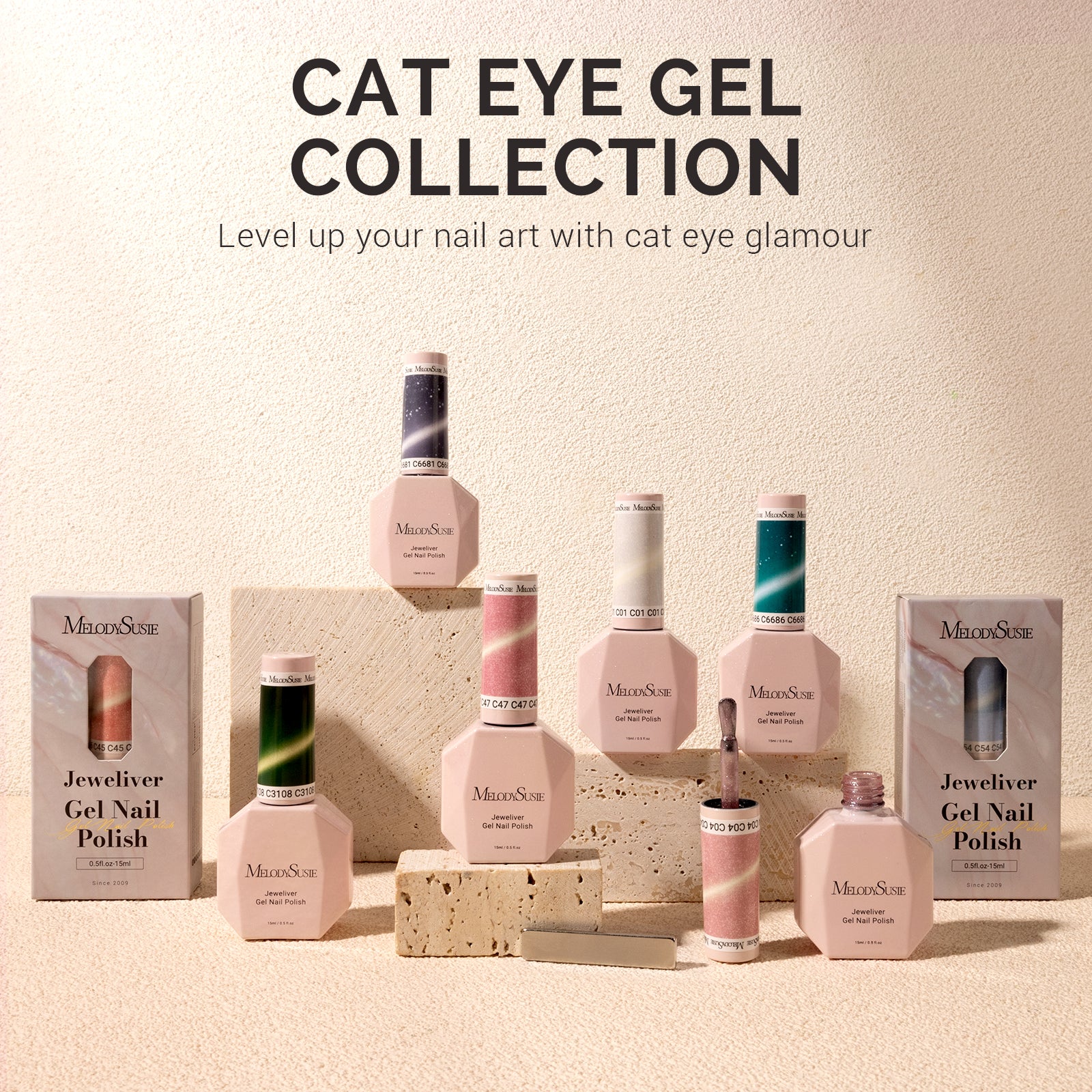 Jeweliver Cat Eye Gel Polish 0.5 fl oz/15ml - Nude Apricot C40