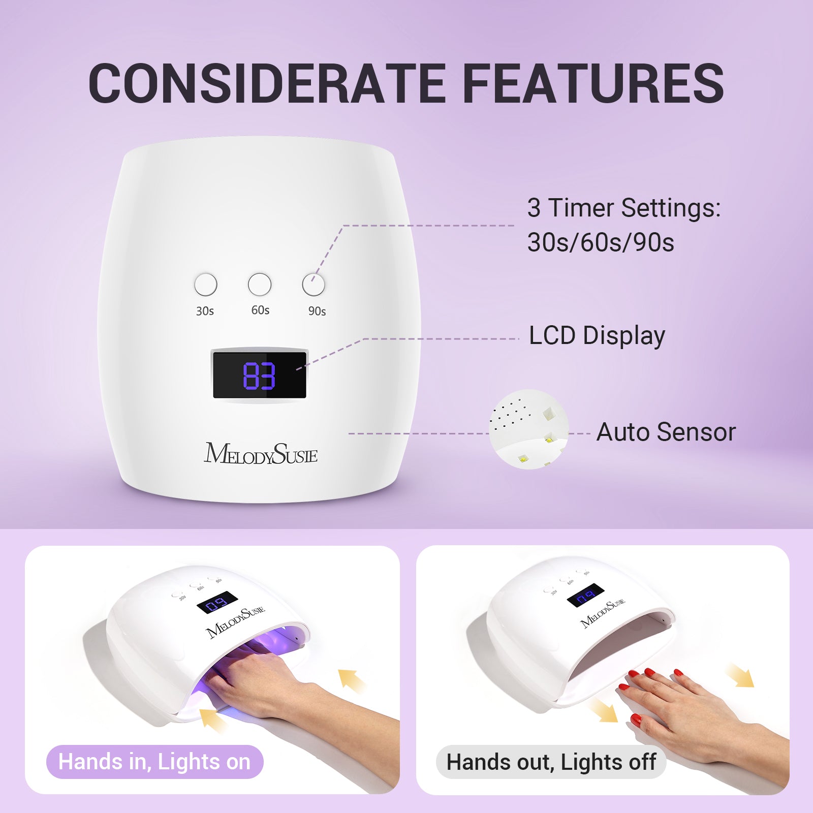 54W UV LED Nails Light MelodySusie Dryer Professional Gel | UV