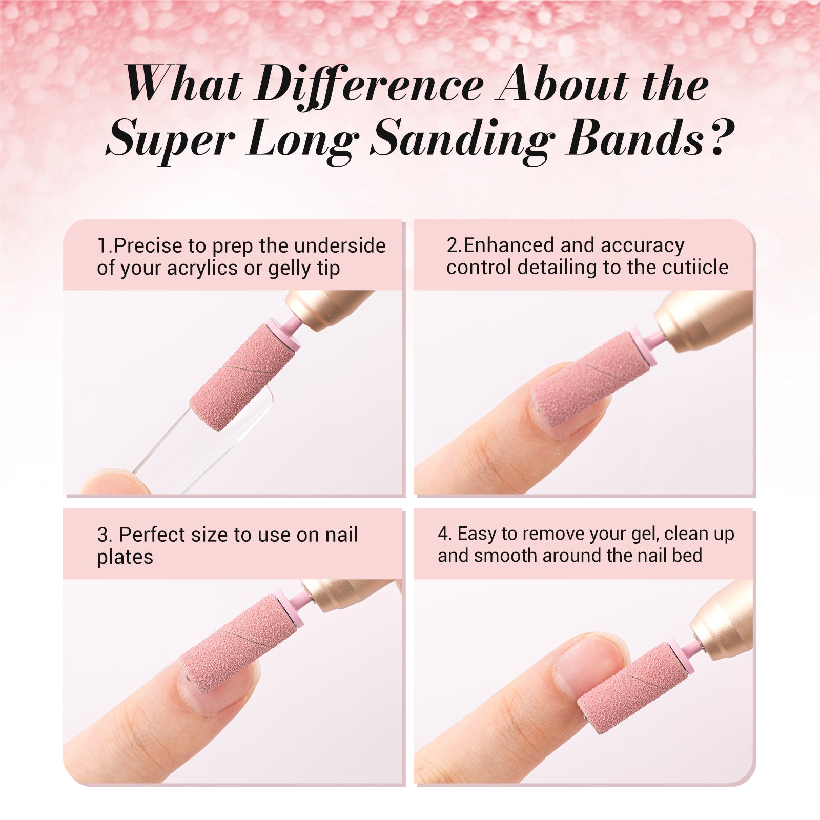 Super Long Sanding Bands with 6.65mm Crystal Mandrel Bit - 50 Pcs