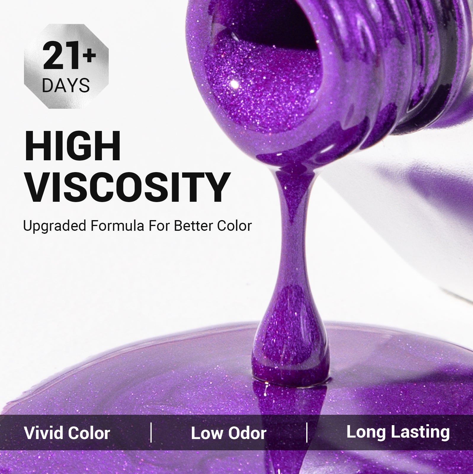 Z055 Purple Shimmer Glitter  - Gel Nail Polish(15ml)