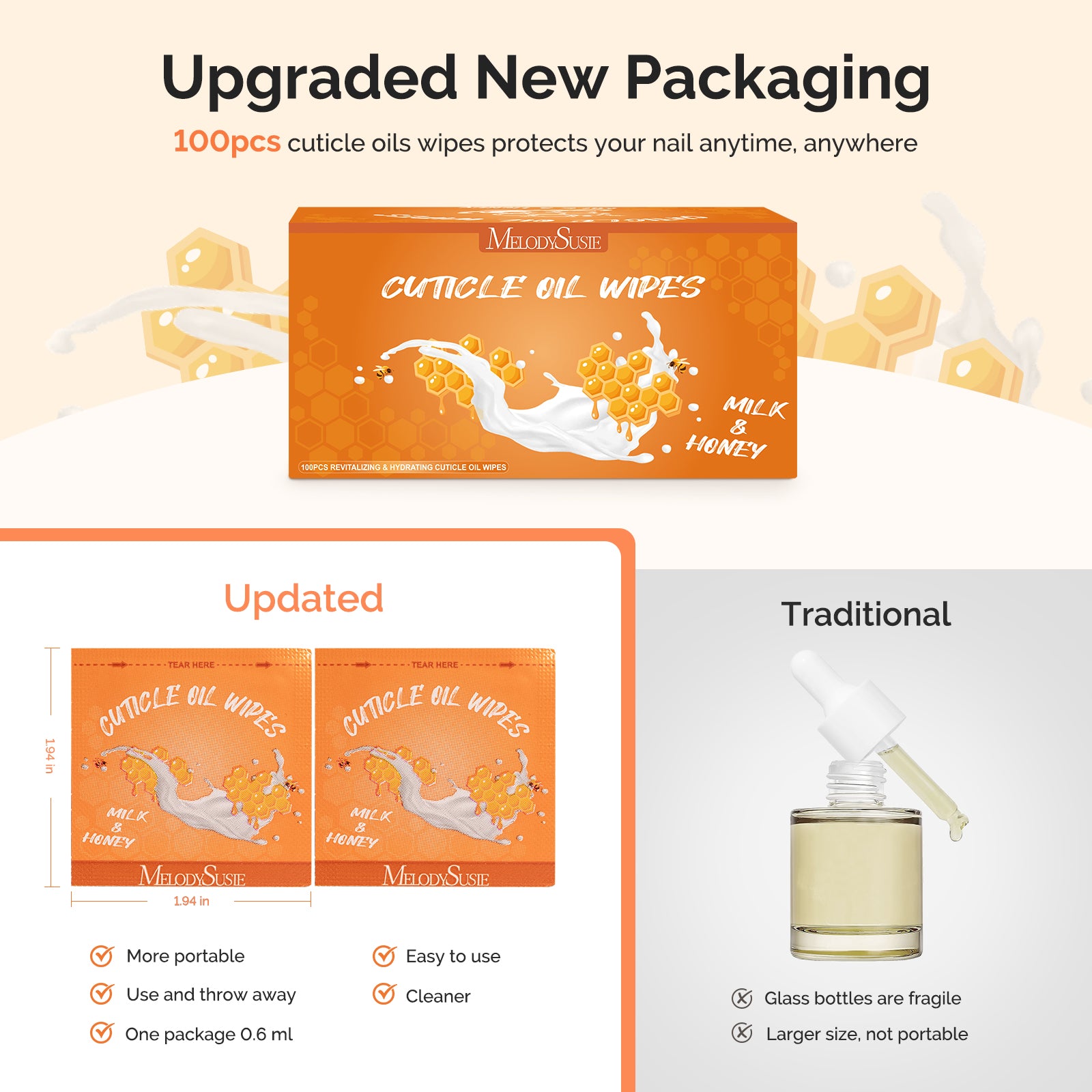 100Pcs Mini Cuticle Oil Wipes