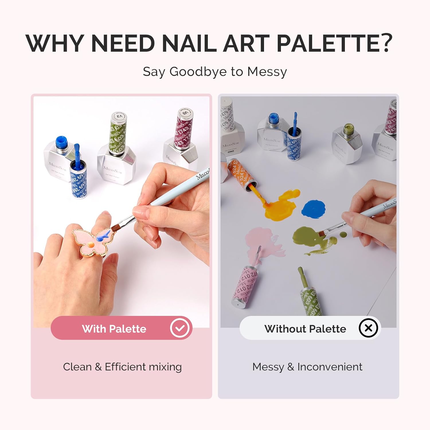 Adjustable Resin Nail Art Palette Finger Rings Set 4Pcs