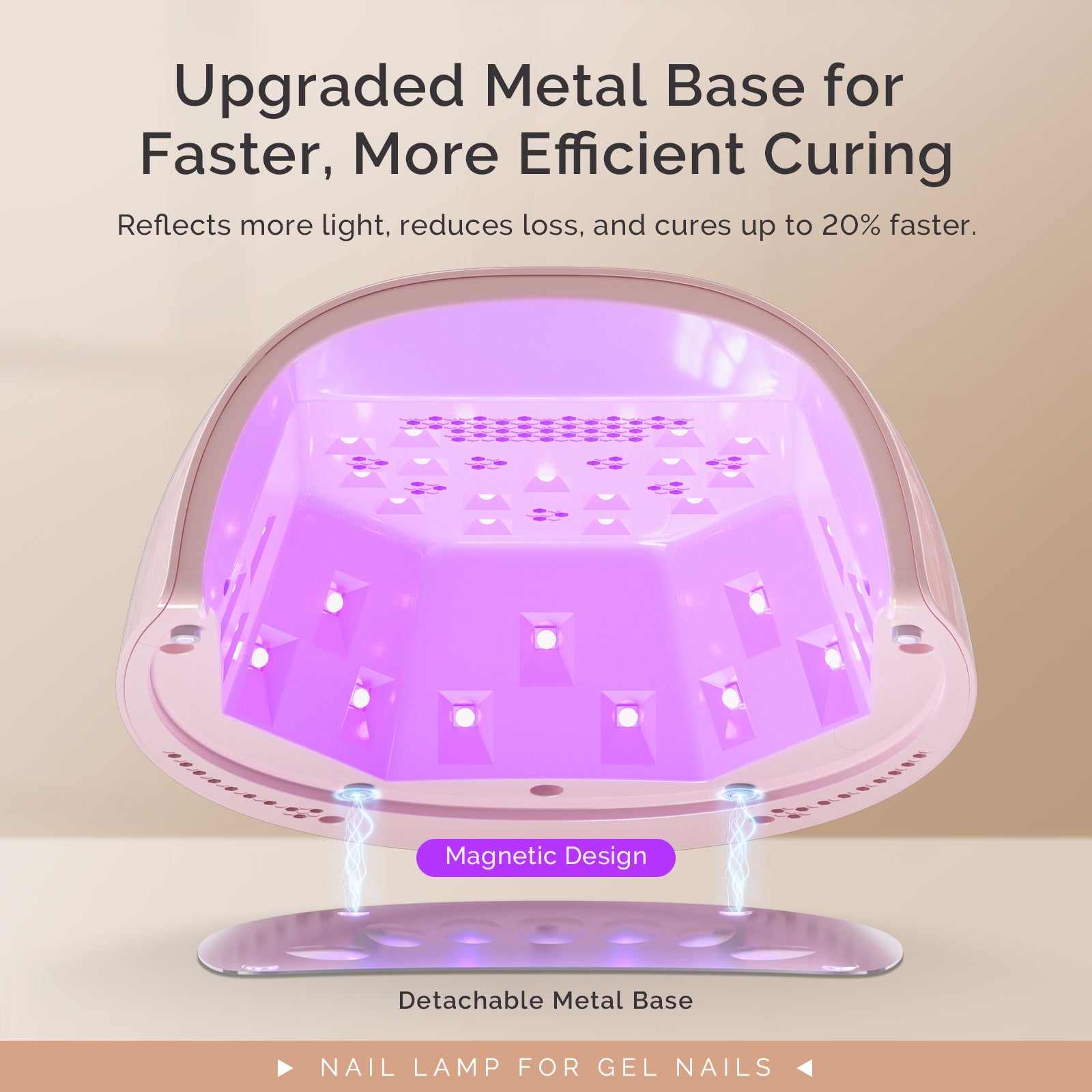 New Upgraded P-PLUS30GT Rechargeable Cordless UV/LED Nail Lamp - Pink