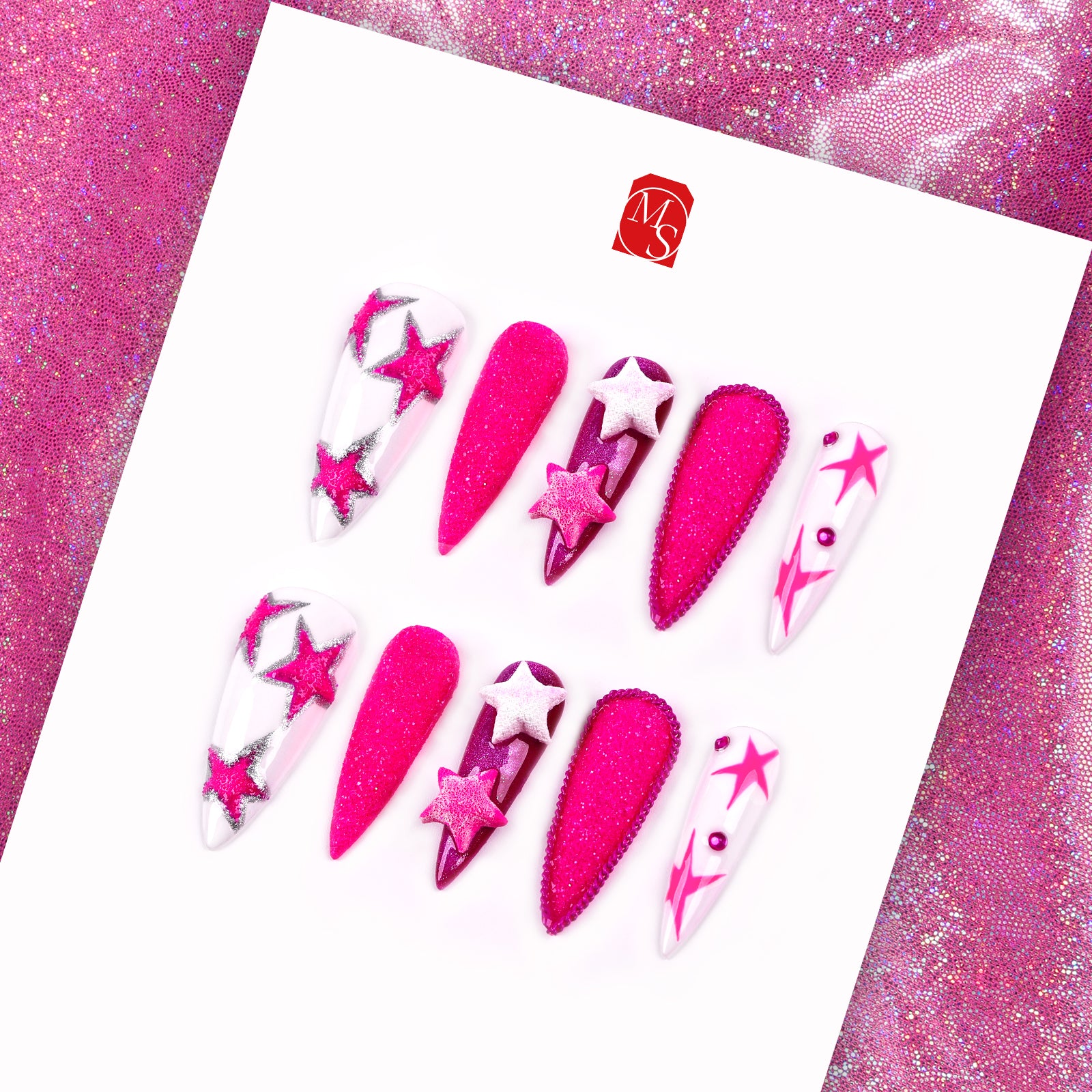 Hot Pink Fever Stiletto Medium Press On Nails | MelodySusie