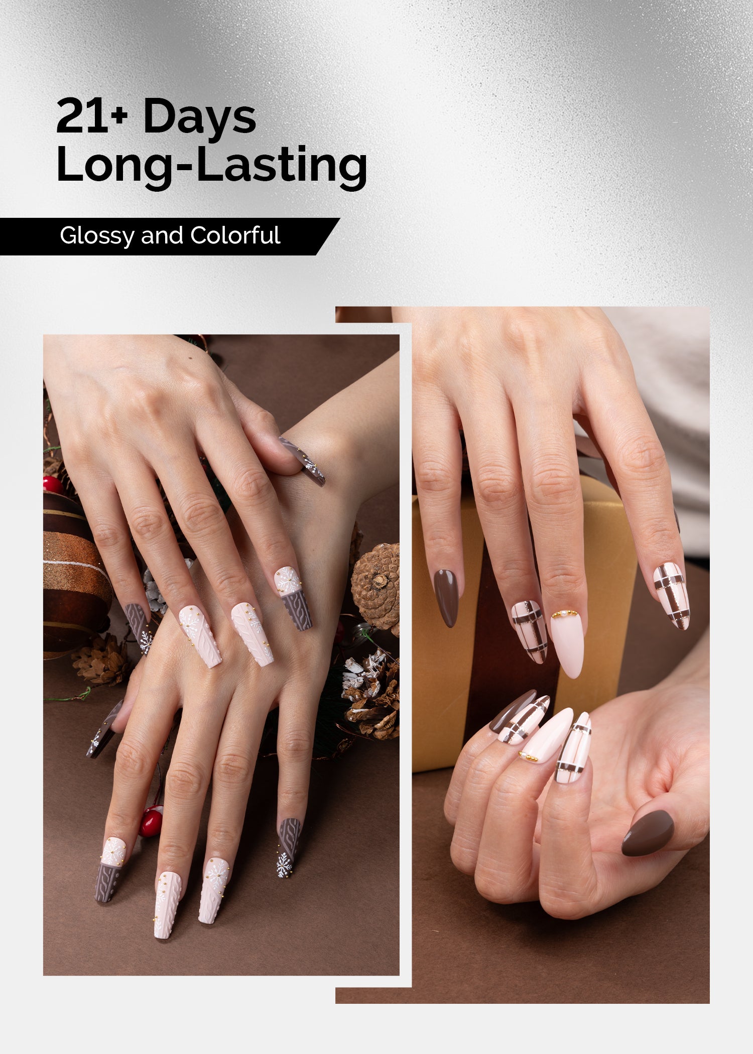 Gel Nail Polish Nude Pink and Brown 2 Pack 15ml
