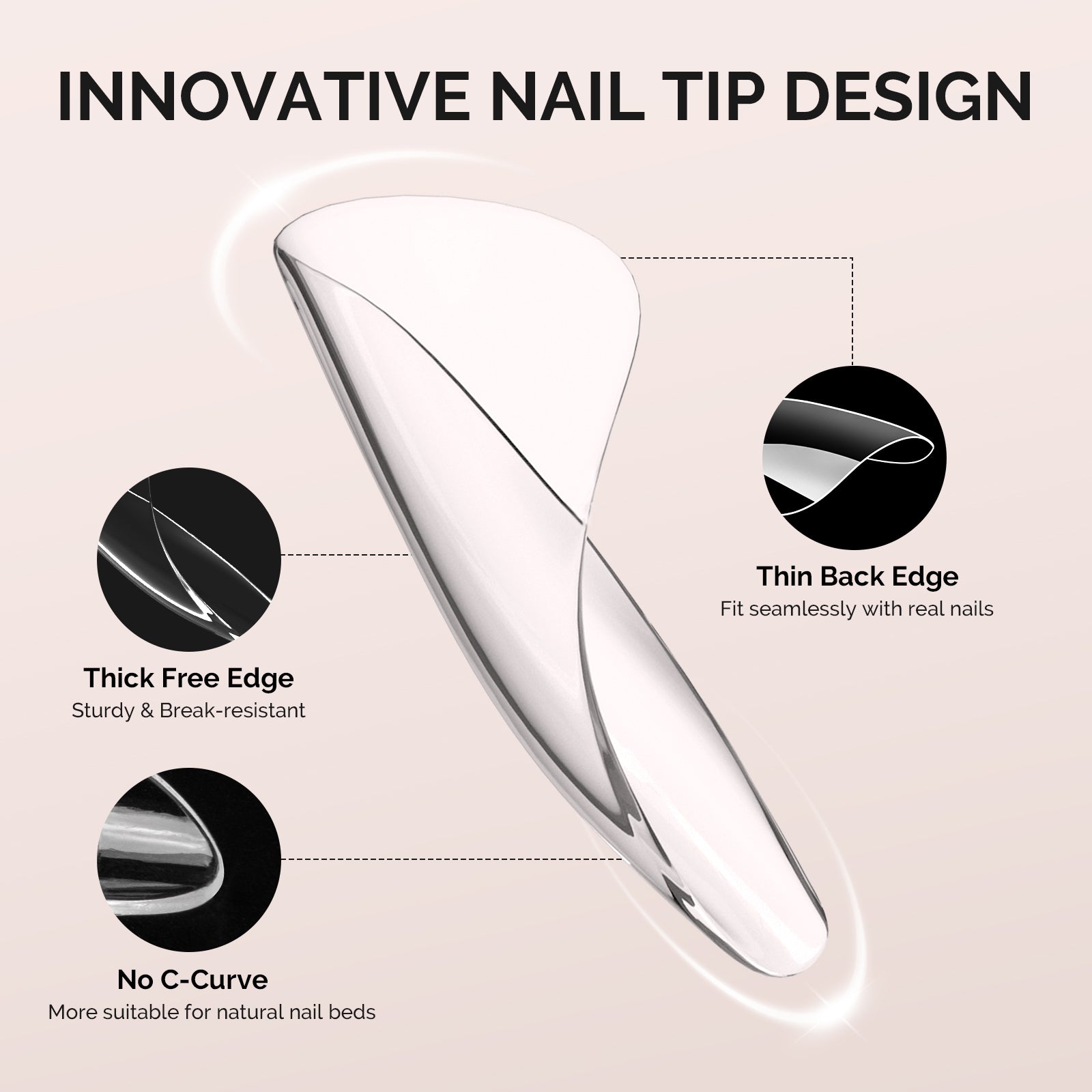 600Pcs Half Matte Clear Acrylic Full Cover Nail Tips