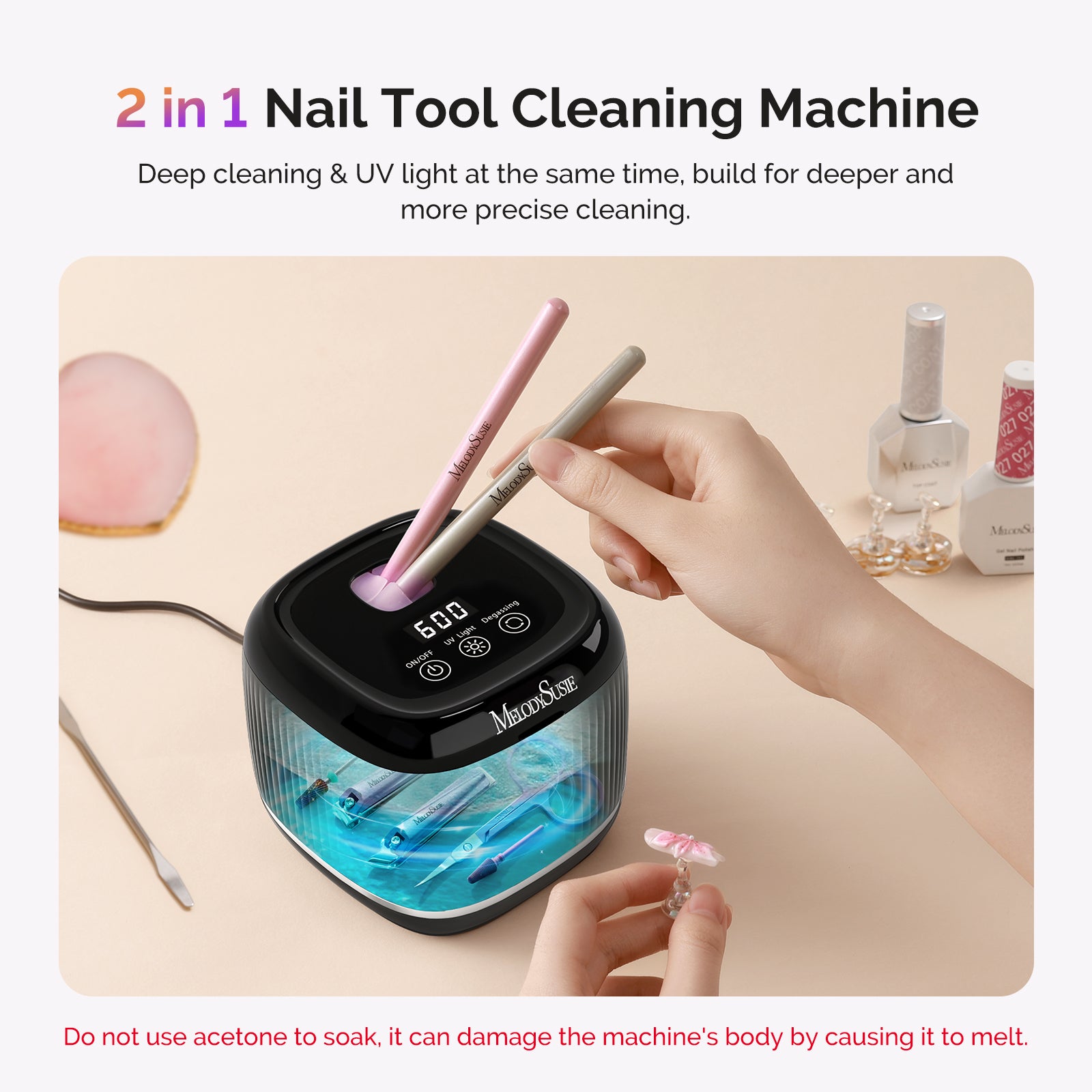 2 in 1 Ultrasonic Cleaner Machine for Manicure
