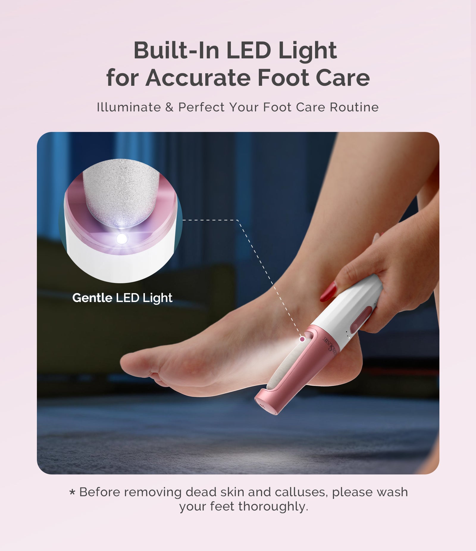 PC800G Rechargeable Feet Callus Remover - White Rose
