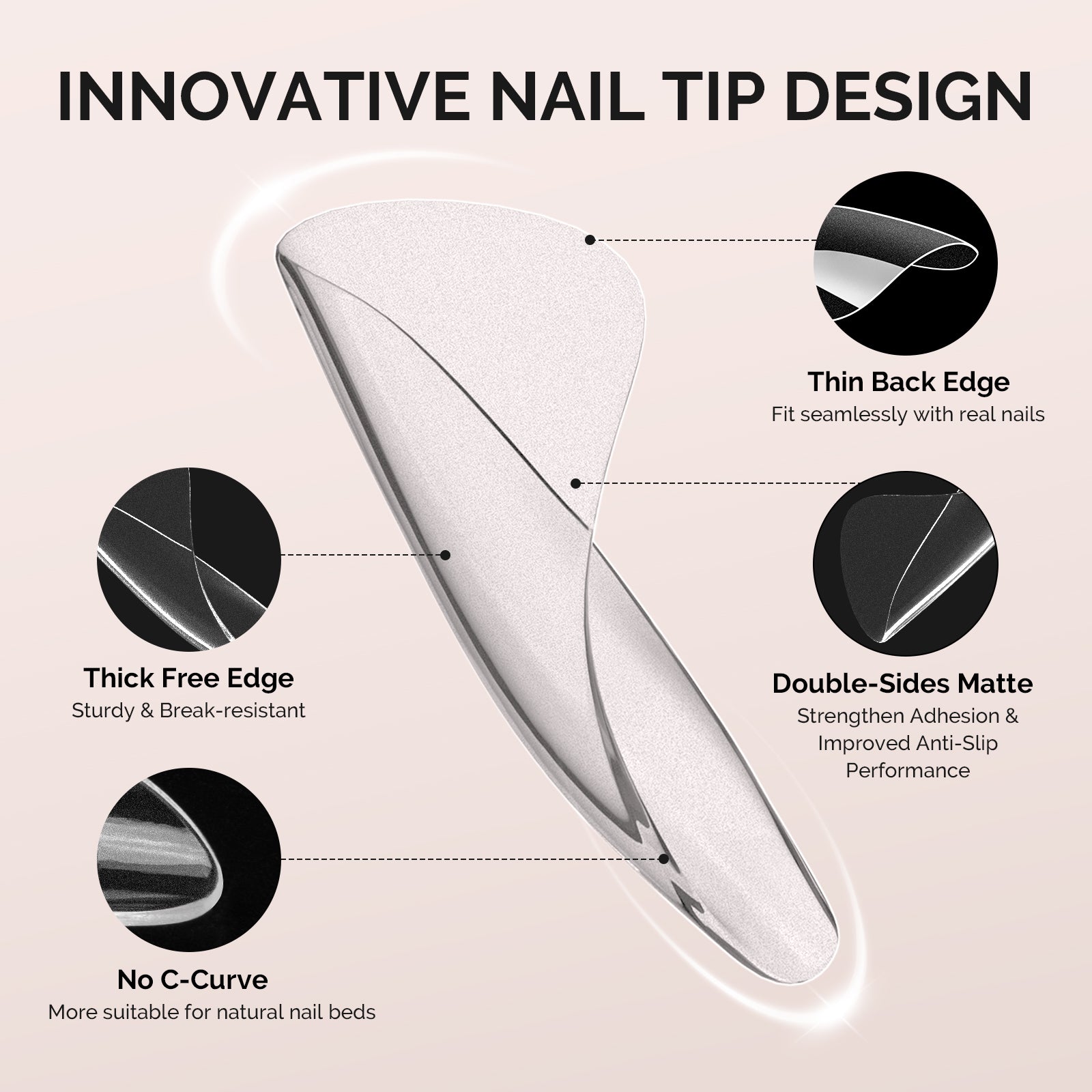 300Pcs Half Matte Clear Acrylic Full Cover Toe Nail Tips