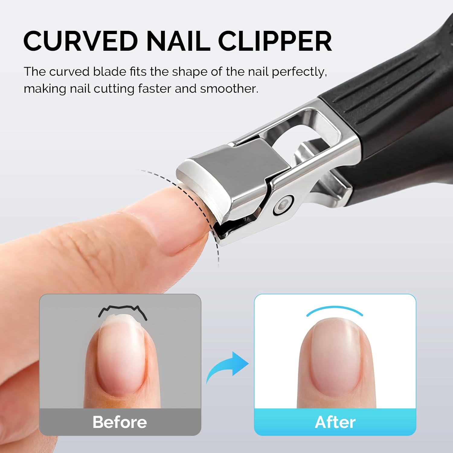 2Pcs Anti-Splash Curved and Slanted Nail Clippers Set