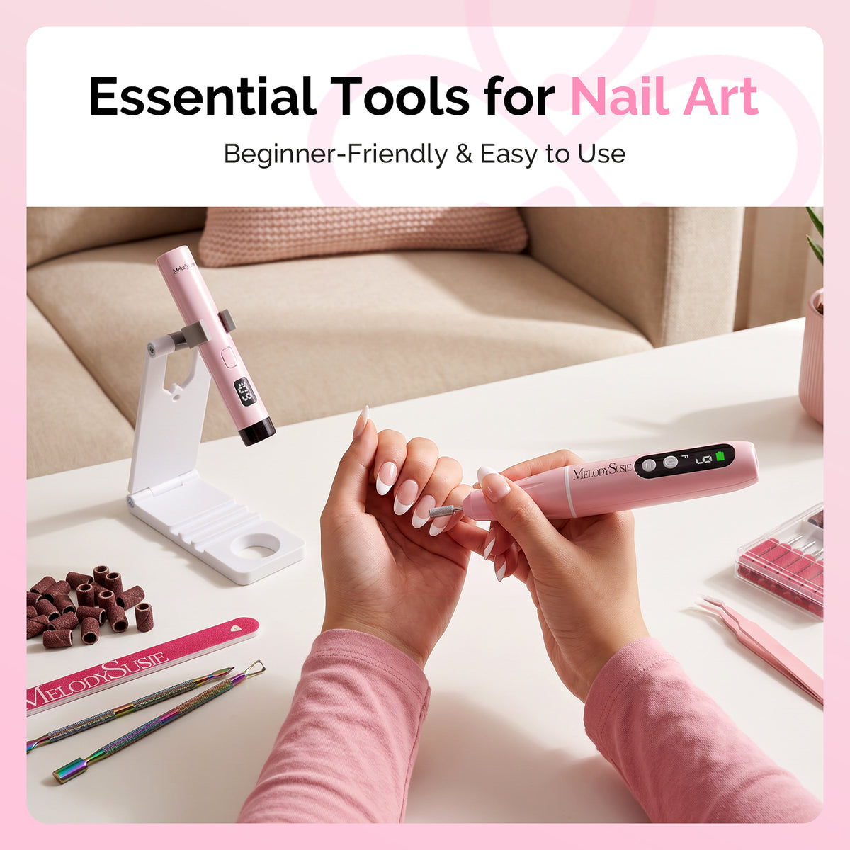 MelodySusie PC90G Nail Drill & P-ART01R Handheld Nail Lamp Gift Box