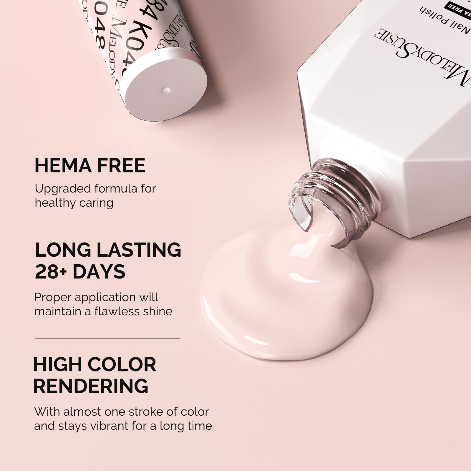 Hema Free Gel Nail Polish 0.5 fl oz/15ml - K0484 Thick White Nude Pink