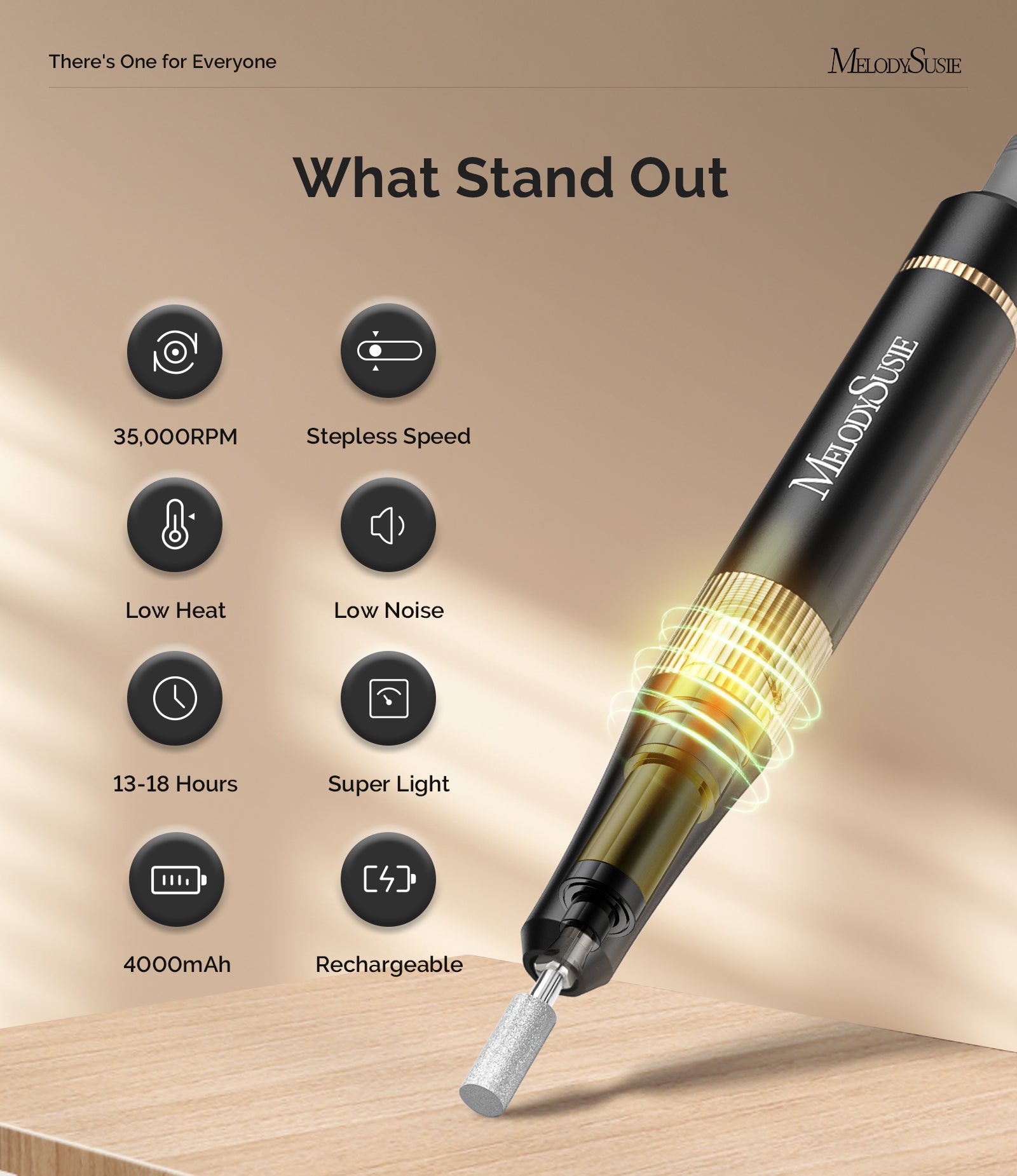 SM200F Rechargeable Nail Drill 35000RPM - Black