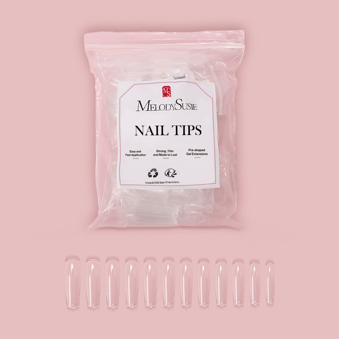 XXL Long Coffin Nail Tips – Clear full Cover