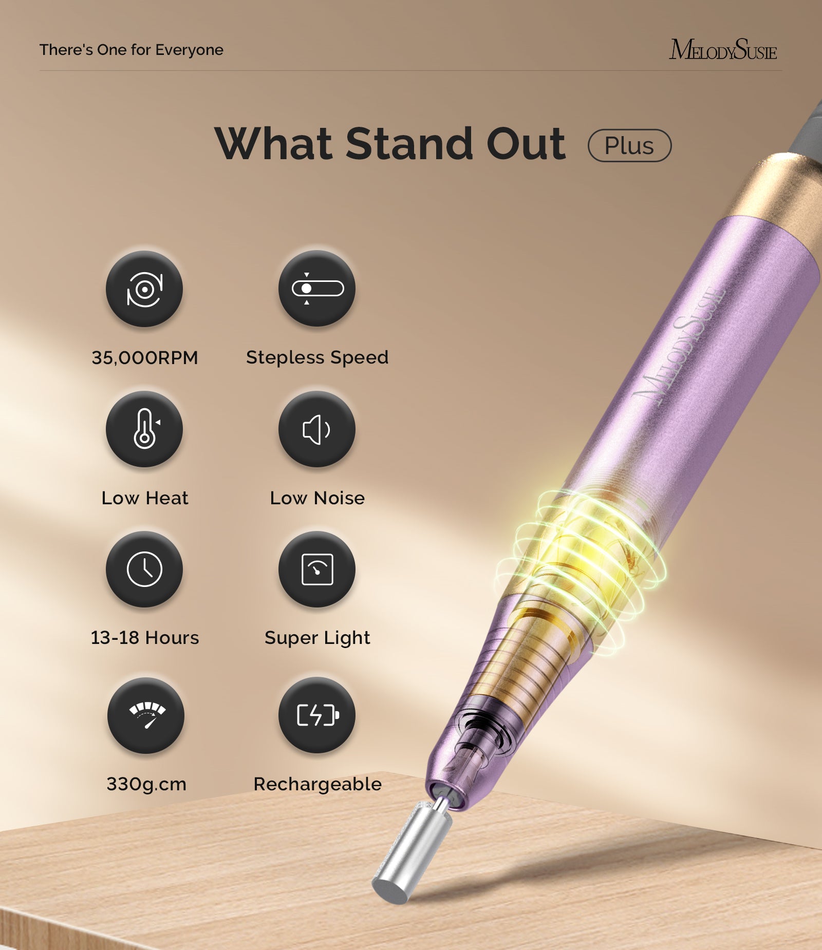 SM330G Rechargeable 35000RPM Nail Drill - Purple