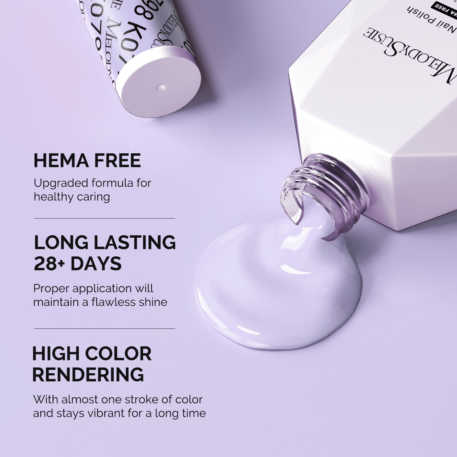 Hema Free Gel Nail Polish 0.5 fl oz/15ml - K0798 Thick Light Lavender Purple