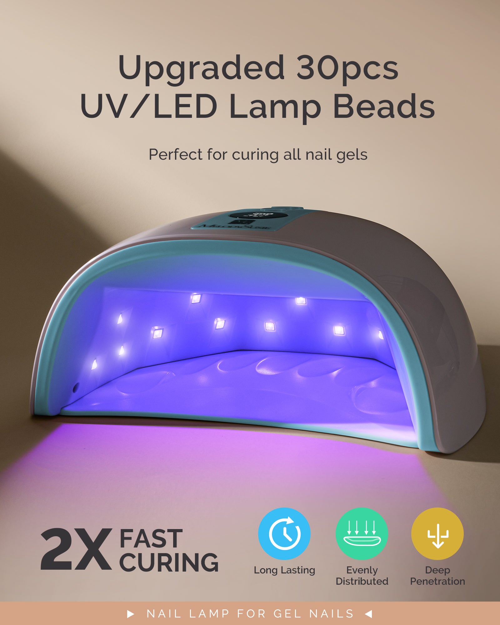 P-PLUS30G Rechargeable Cordless UV/LED Nail Lamp - Blue