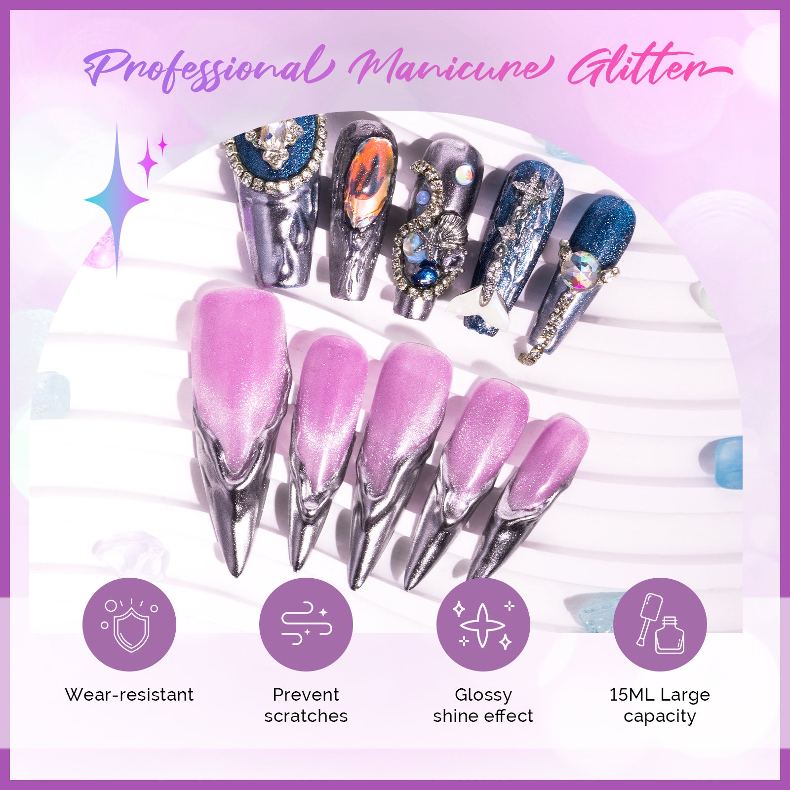 15ml Chrome Nail Powder Top Coat for Glossy Shine Finish
