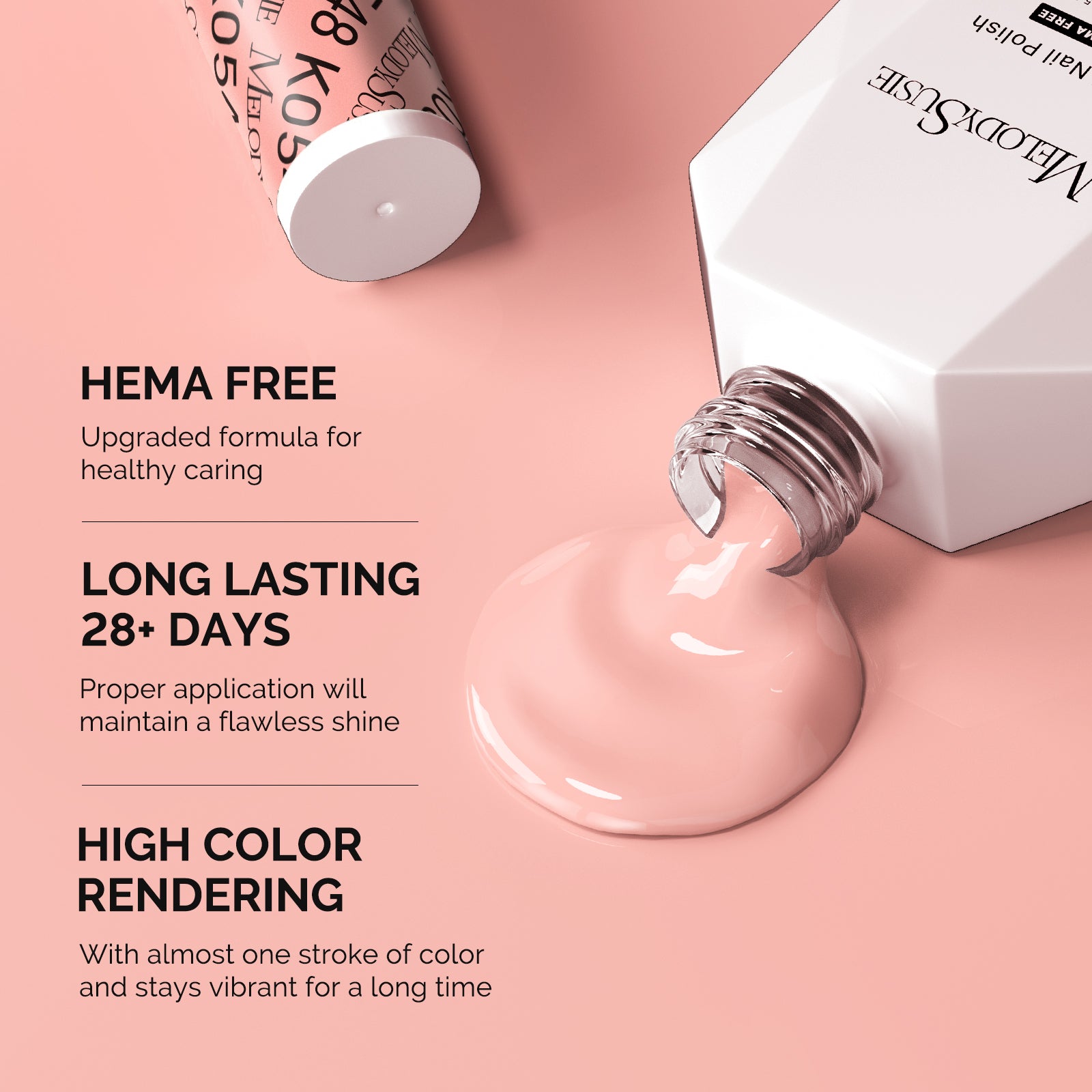 Hema Free Gel Nail Polish 0.5 fl oz/15ml - K0548 Thick Orange Pink