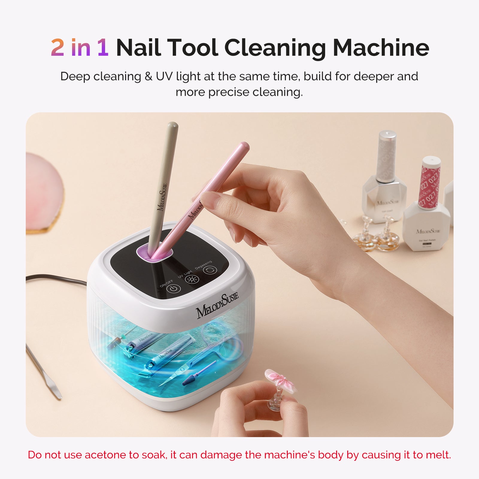 2 in 1 Ultrasonic Cleaner Machine for Manicure