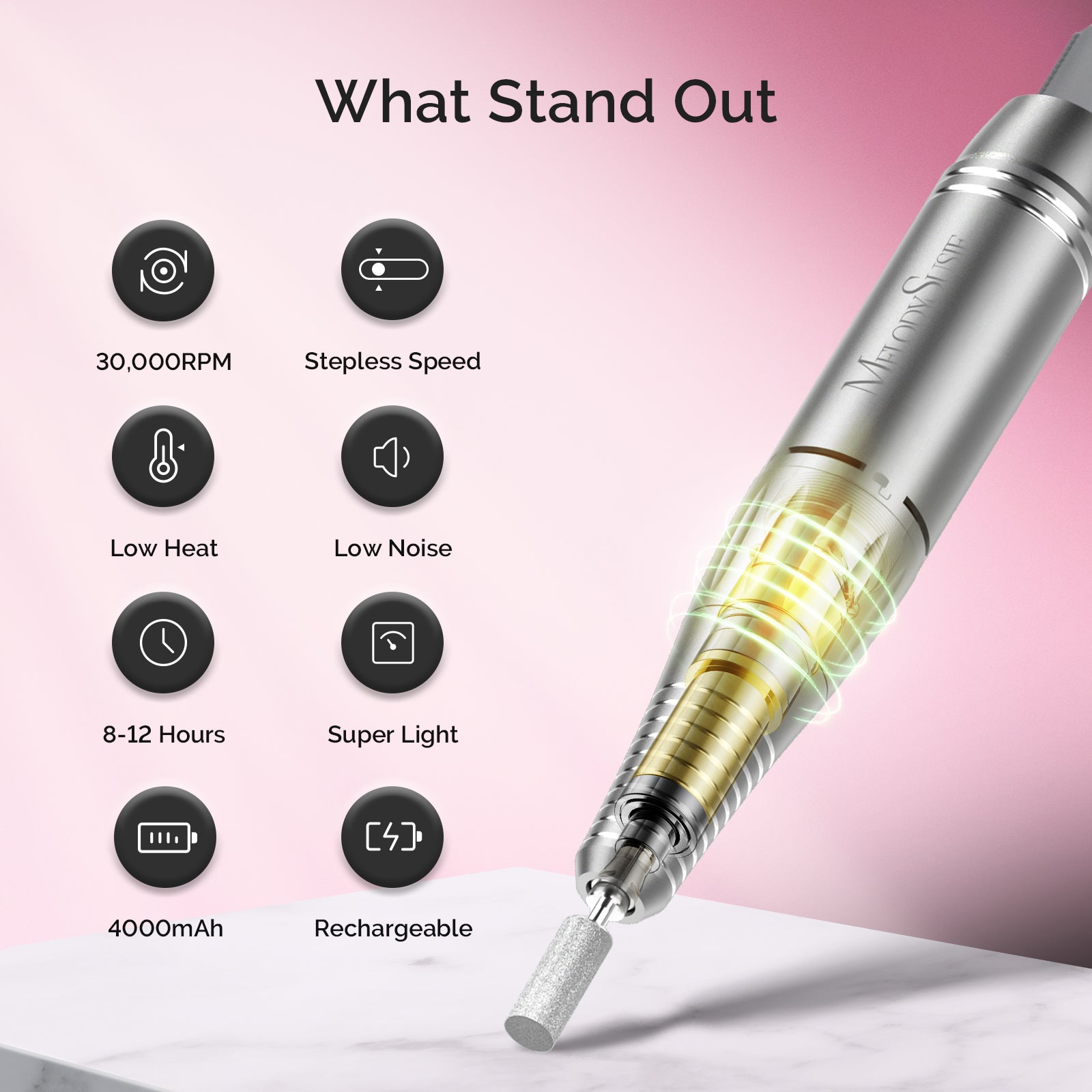 Melodysusie x Prettyndivine SC300F Nail Drill & P-Plus30G Nail Lamp Gi