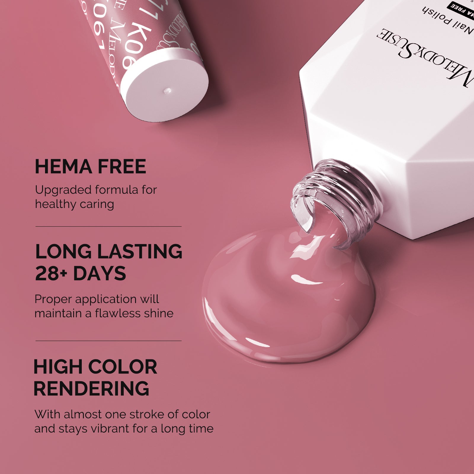 Hema Free Gel Nail Polish 0.5 fl oz/15ml - K0611 Thick Rosy Nude