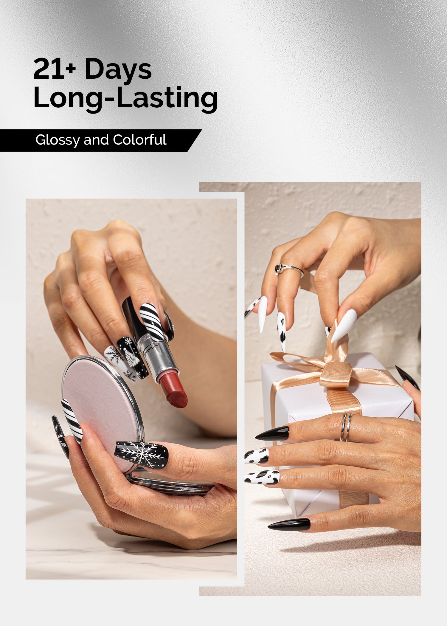 Gel Nail Polish White and Black 2 Pack 15ml