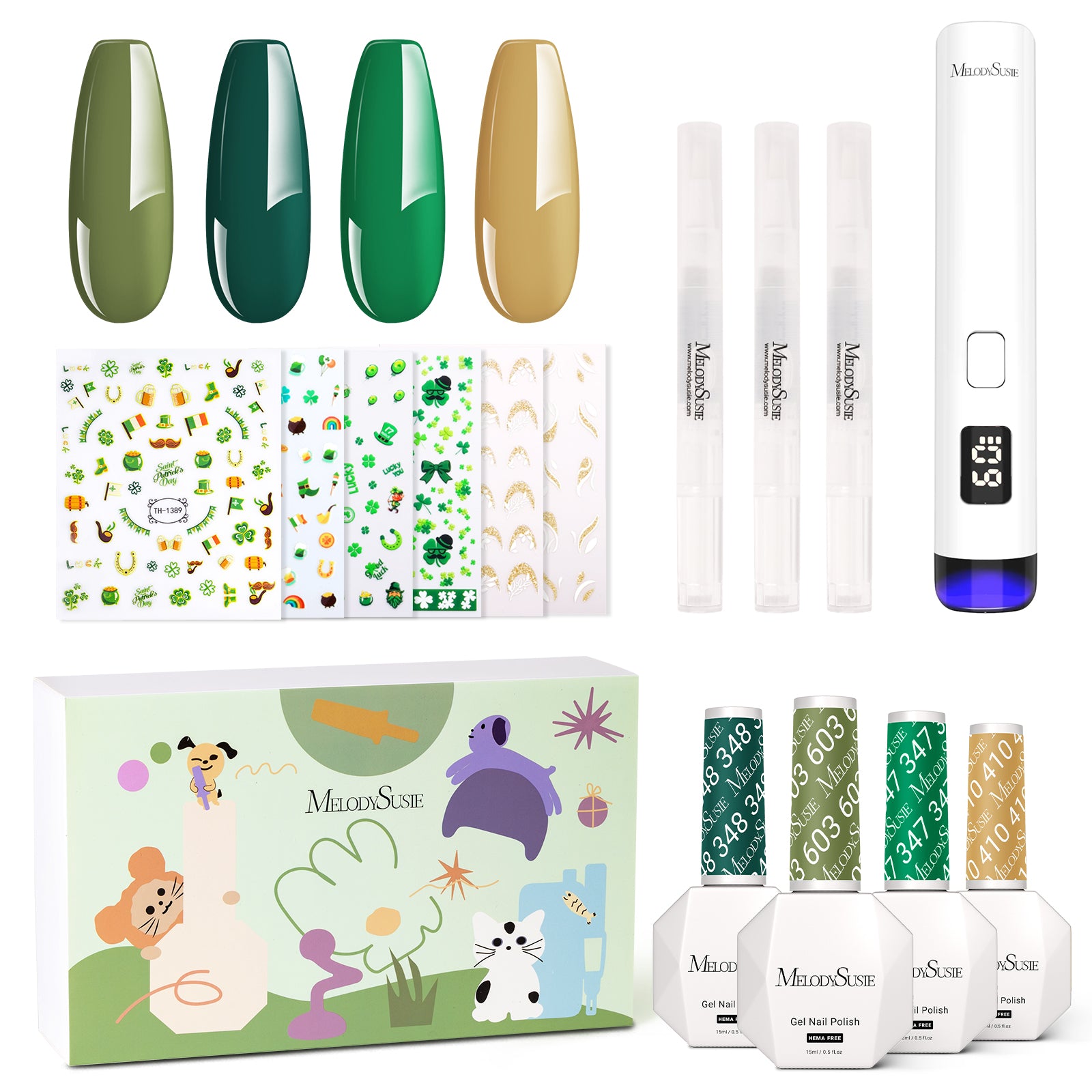 St. Patrick's Day Hema-Free Nail Gel Polish Gift Box - 4 Colors