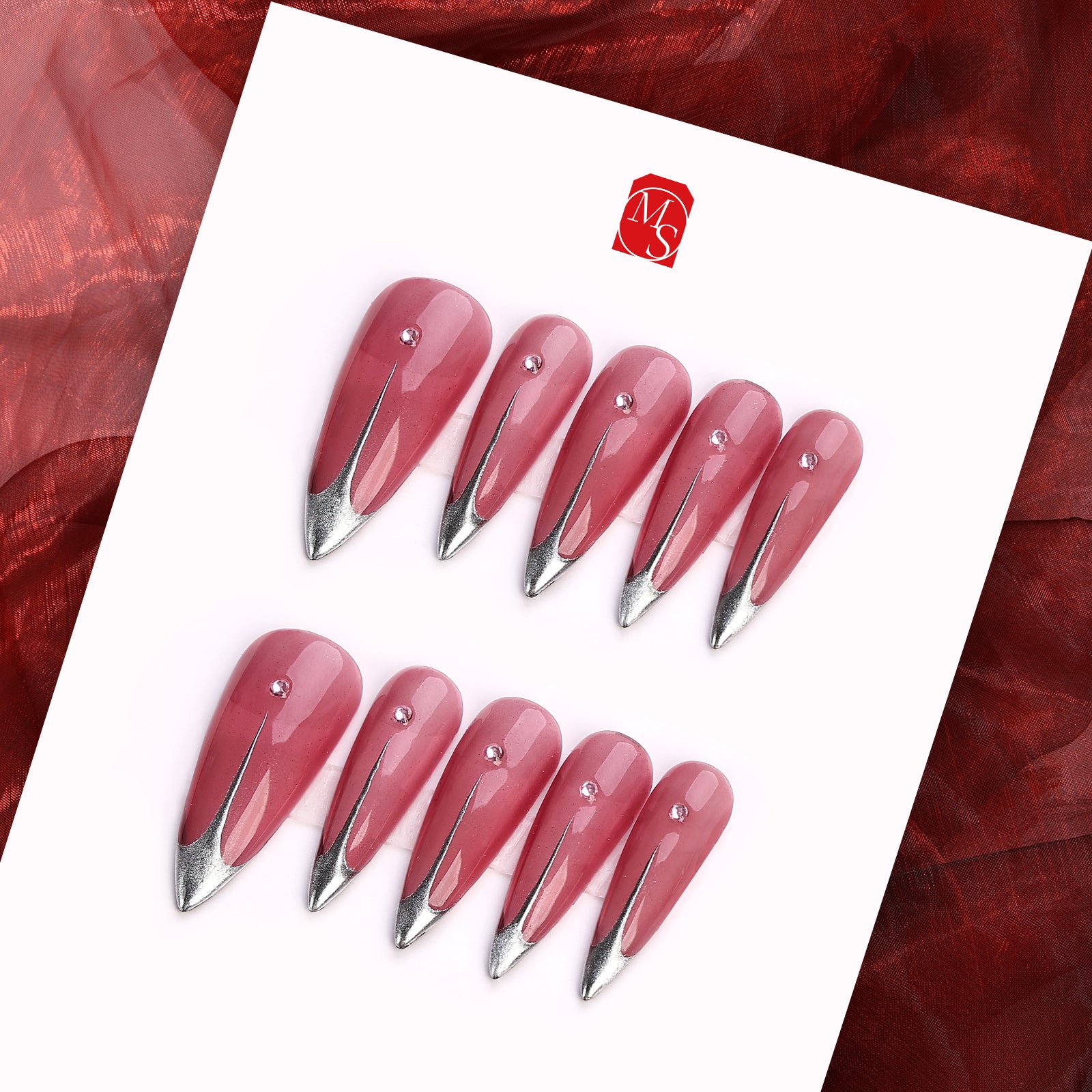 Pink Prism Stiletto Mid Length Press On Nails | MelodySusie