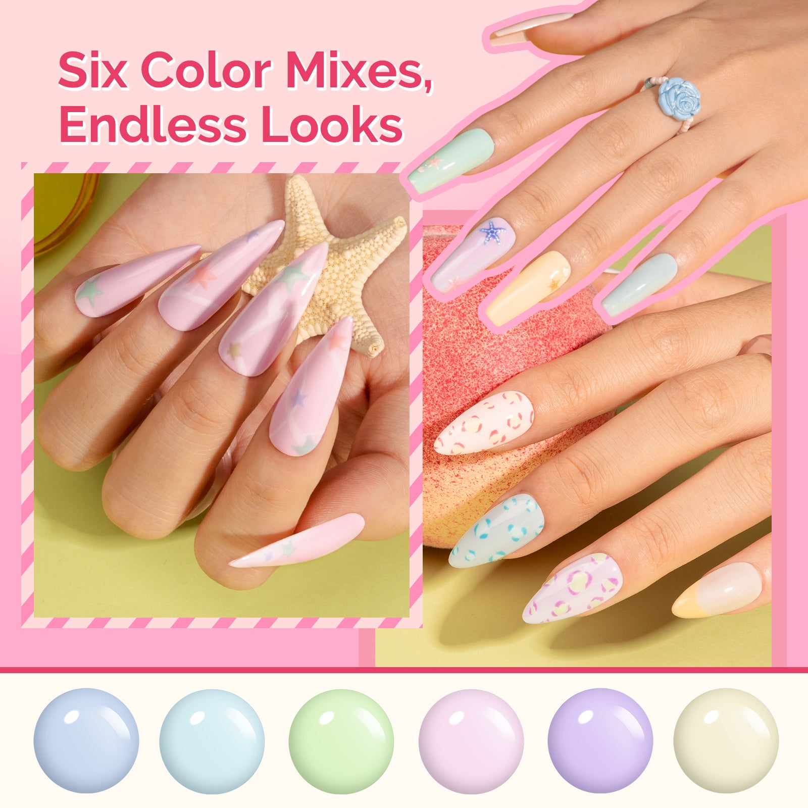 Sweet-Scent Plant-Based HEMA-Free & HPMA-Free & TPO-Free Gel Nail Polish Set - Fun Macarons Set 16.5ml 6Pcs