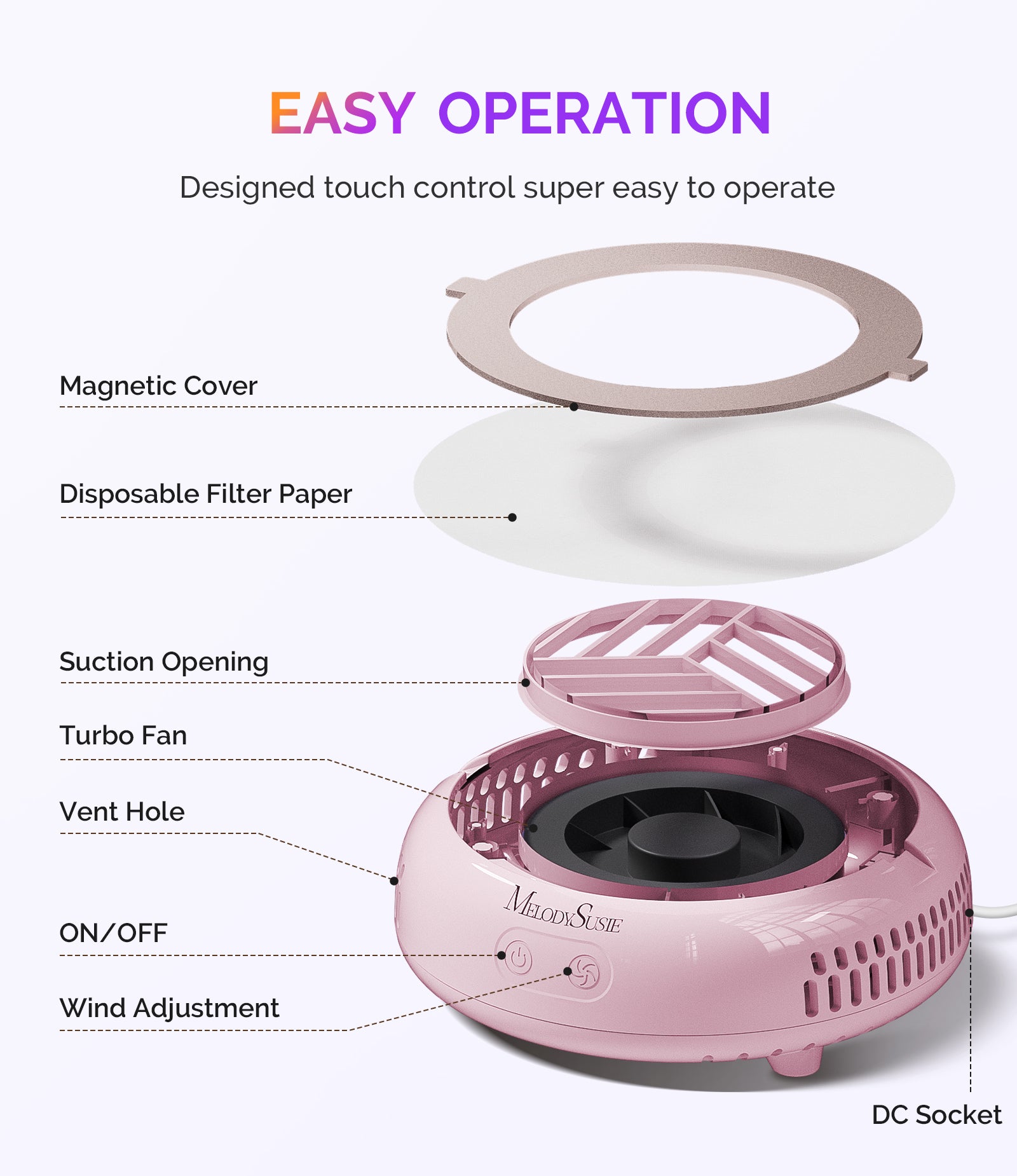 HProA Nail Dust Collector - Pink