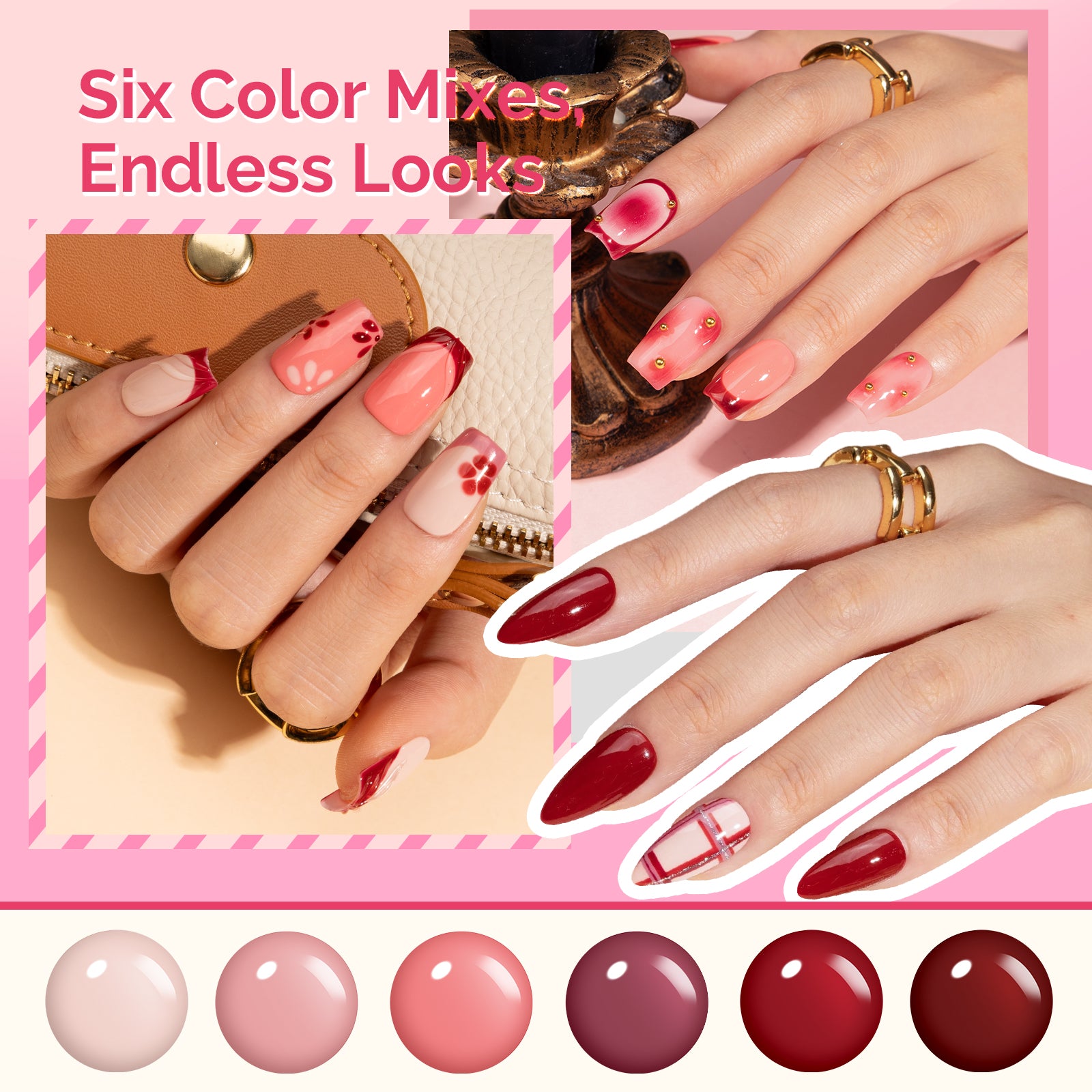 Sweet-Scent Plant-Based HEMA-Free & HPMA-Free & TPO-Free Gel Nail Polish Set - Crimberry Spark Set 16.5ml 6Pcs