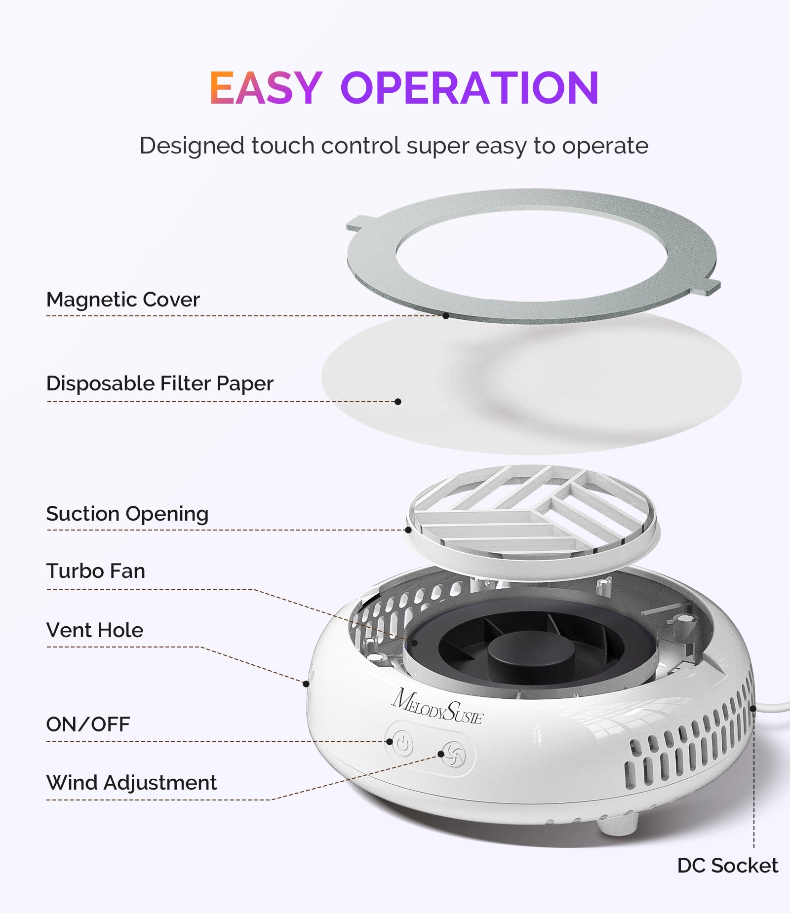 HProA Nail Dust Collector - White