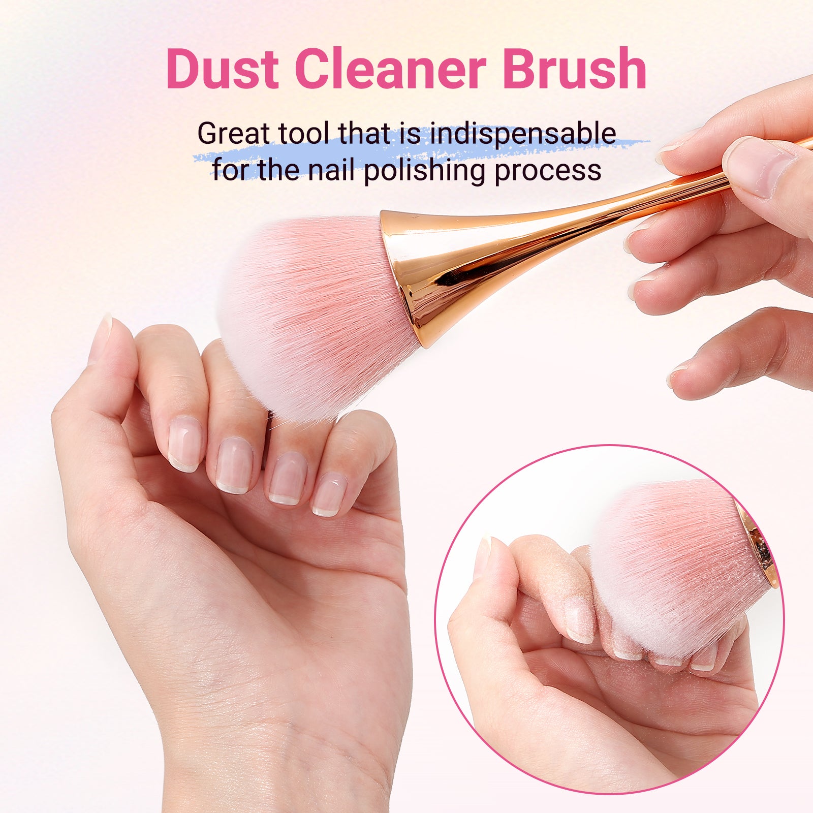 Pink Nail Art Dust Remover Brush - Large Size