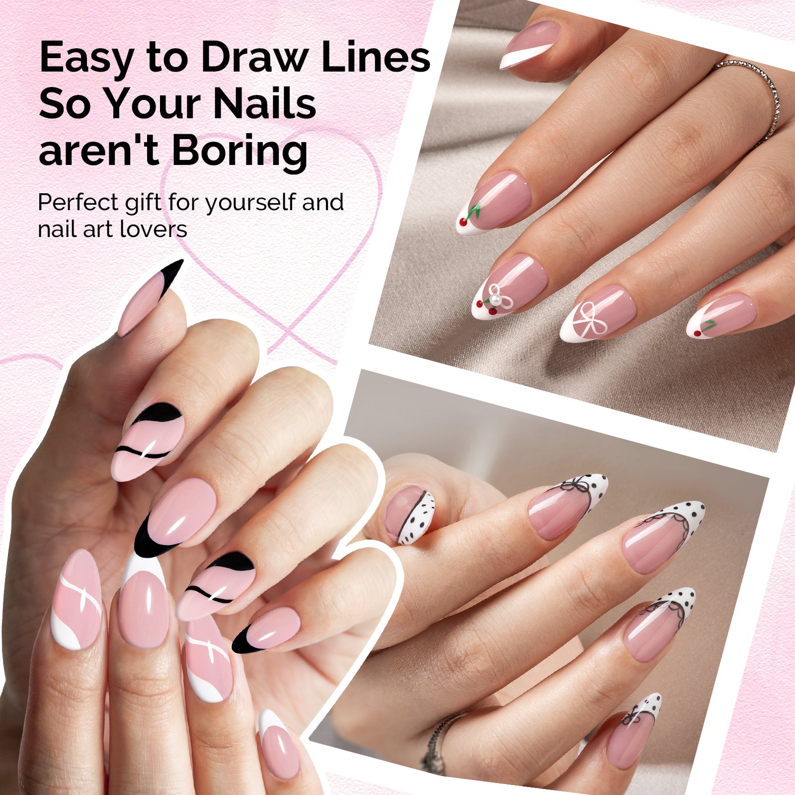 Liner Gel Nail Art Polish - Black and White
