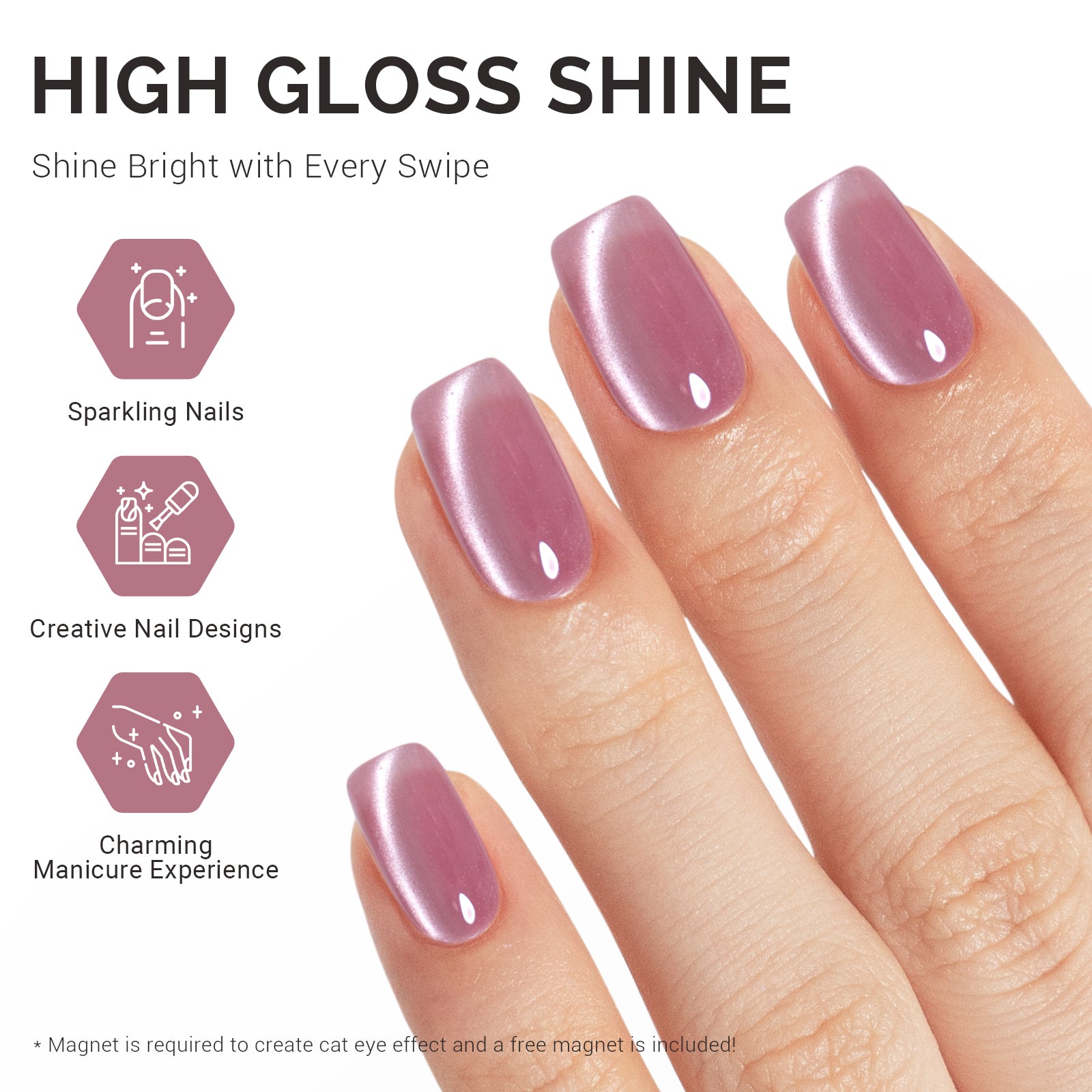 Jeweliver Cat Eye Gel Nail Polish 0.5 fl oz/15ml - Mist Pink B5604