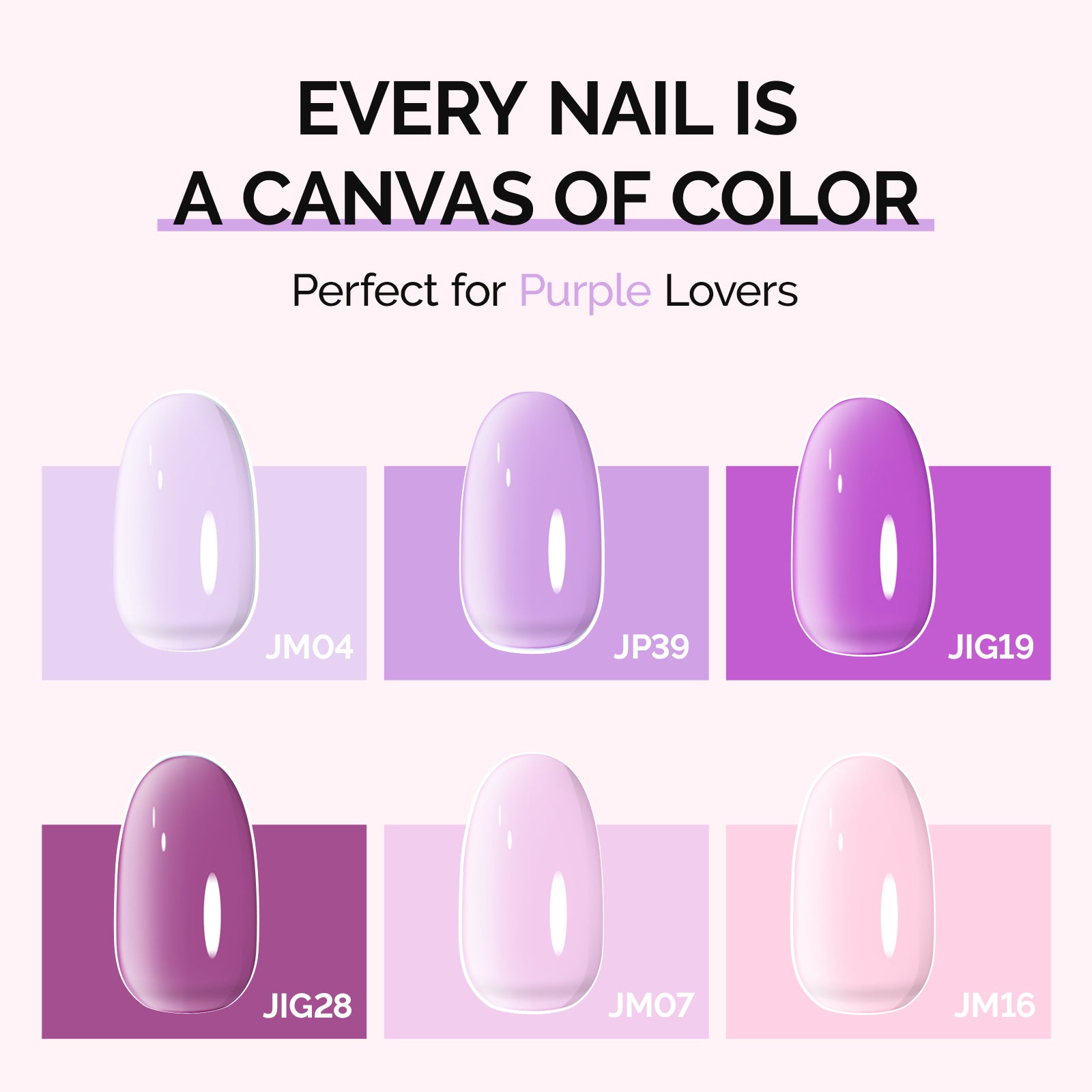 6 Colors Jeweliver Jelly Gel Nail Polish Set 0.5 fl oz/15ml - Purple