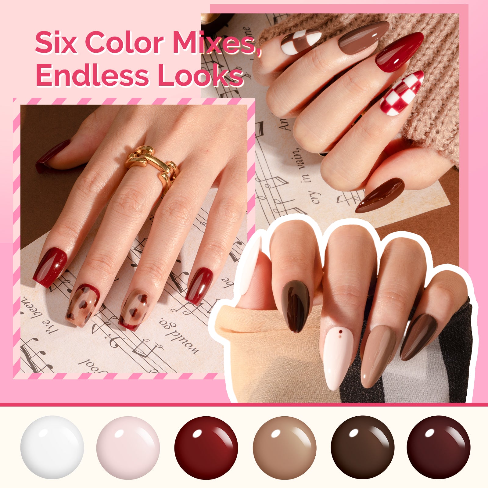 Sweet-Scent Plant-Based HEMA-Free & HPMA-Free & TPO-Free Gel Nail Polish Set - Nude Neautral Set 16.5ml 6Pcs